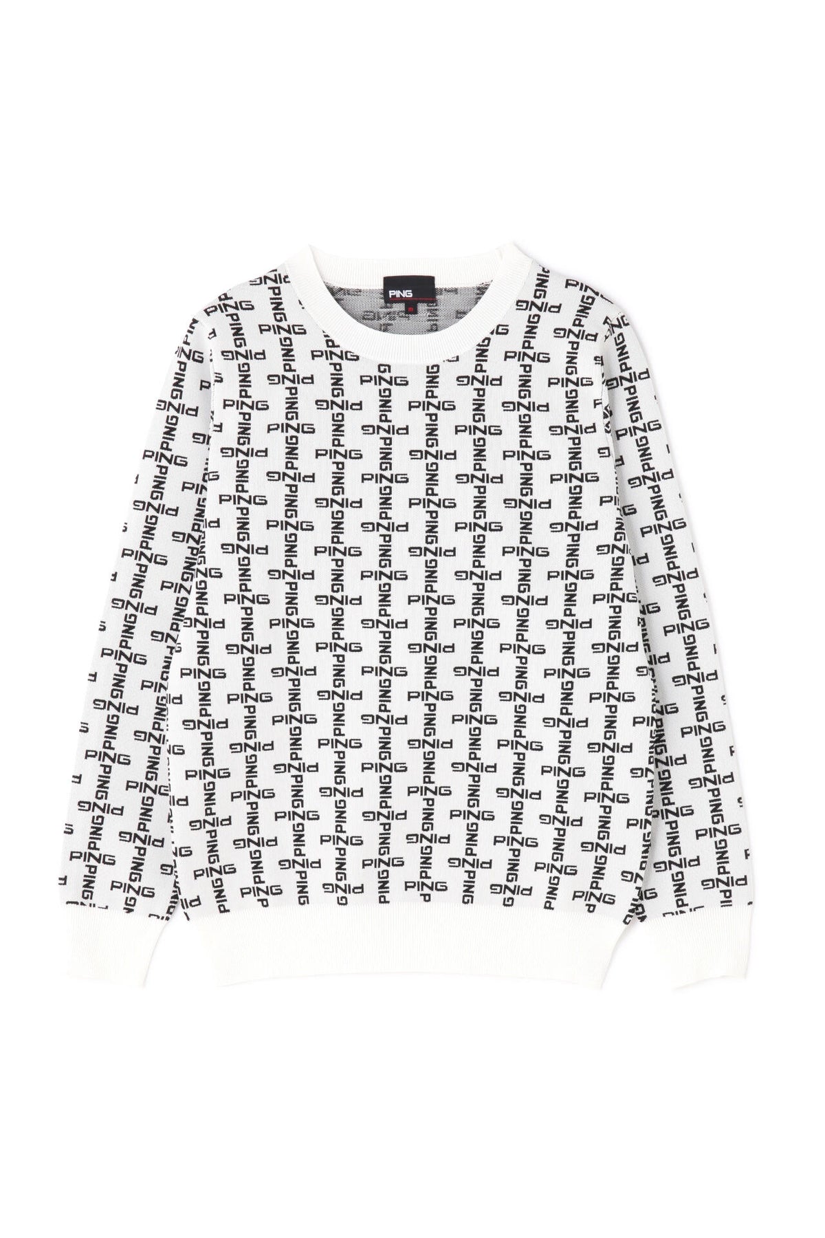 【PING APPAREL】モノグラム柄ジャガードクルーネックニットプルオーバー <GOLD> (LADIES)