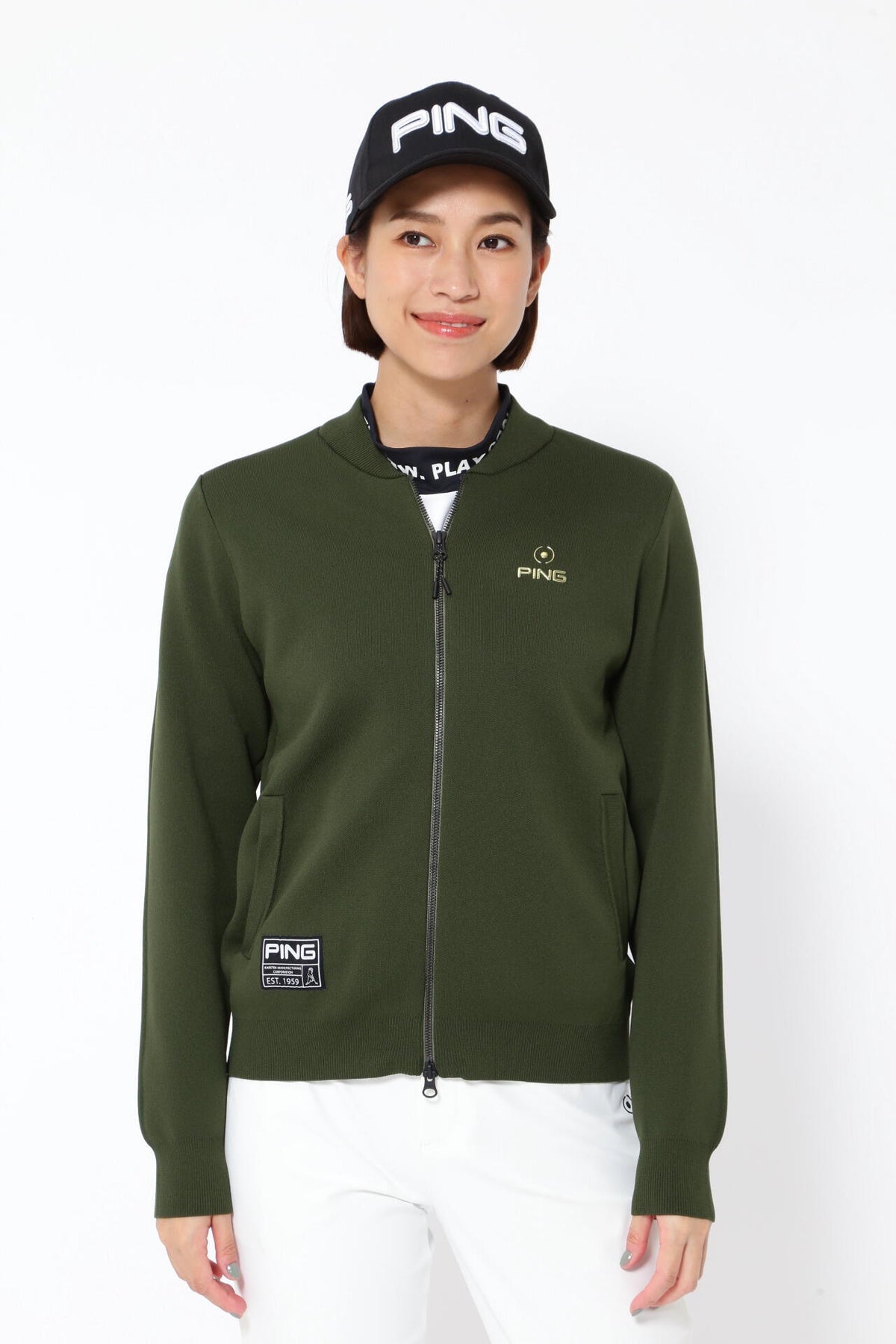 【PING APPAREL】フルジップニットブルゾン <GOLD> (LADIES)