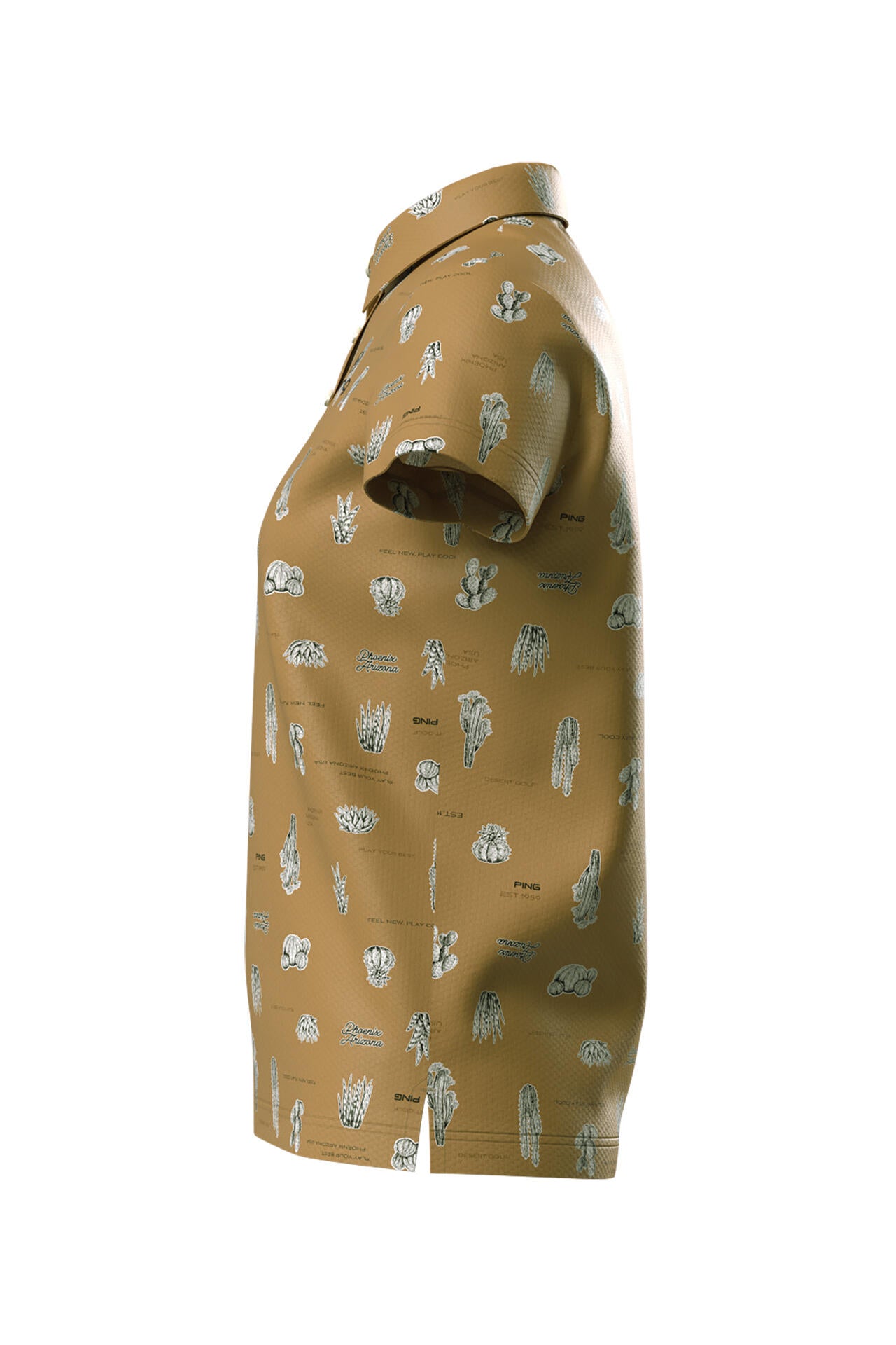 【PING APPAREL】サボテン柄 クイックドライ半袖ポロシャツ <NATIVE> (LADIES)