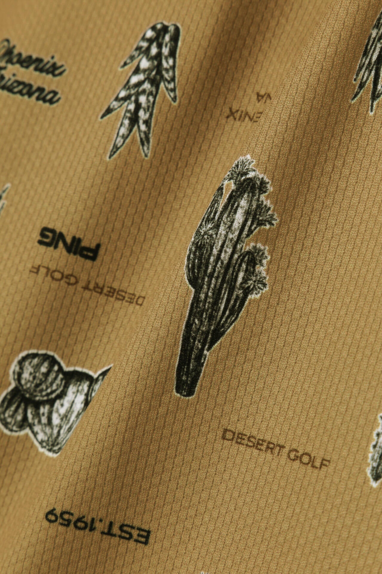 【PING APPAREL】サボテン柄 クイックドライ半袖ポロシャツ <NATIVE> (LADIES)