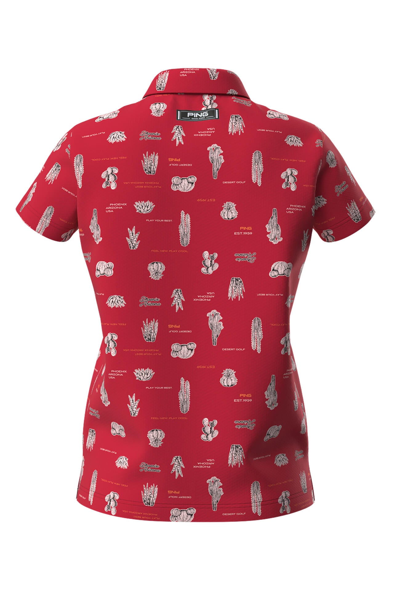 【PING APPAREL】サボテン柄 クイックドライ半袖ポロシャツ <NATIVE> (LADIES)