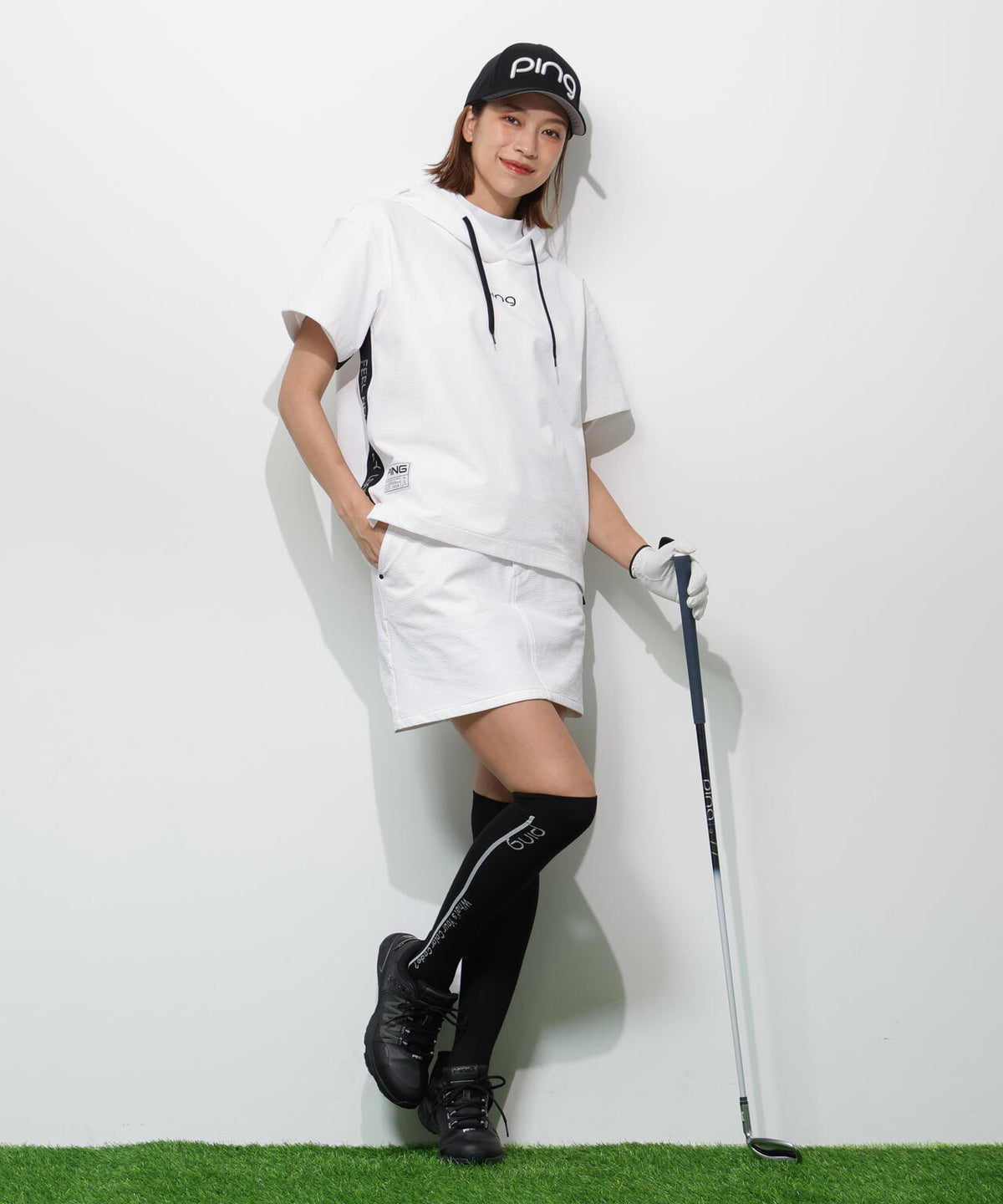 【PING APPAREL】半袖フーディプルオーバー <GOLD> (LADIES)