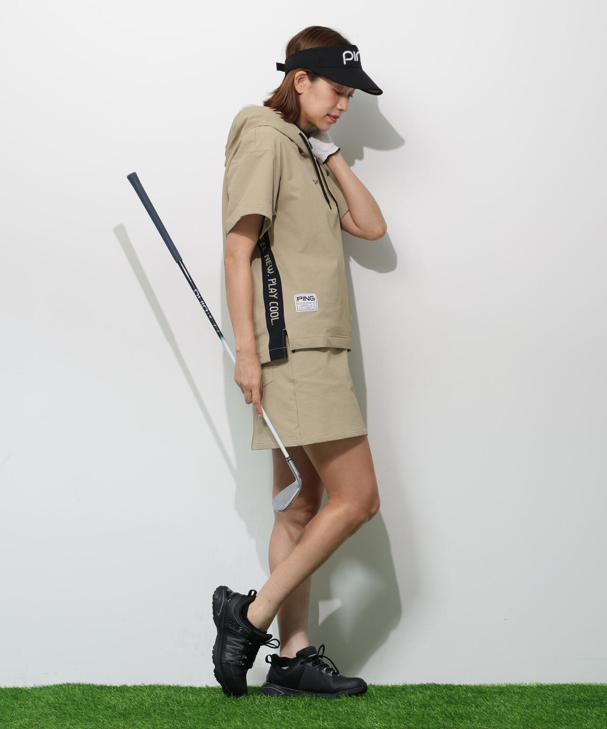 【PING APPAREL】半袖フーディプルオーバー <GOLD> (LADIES)