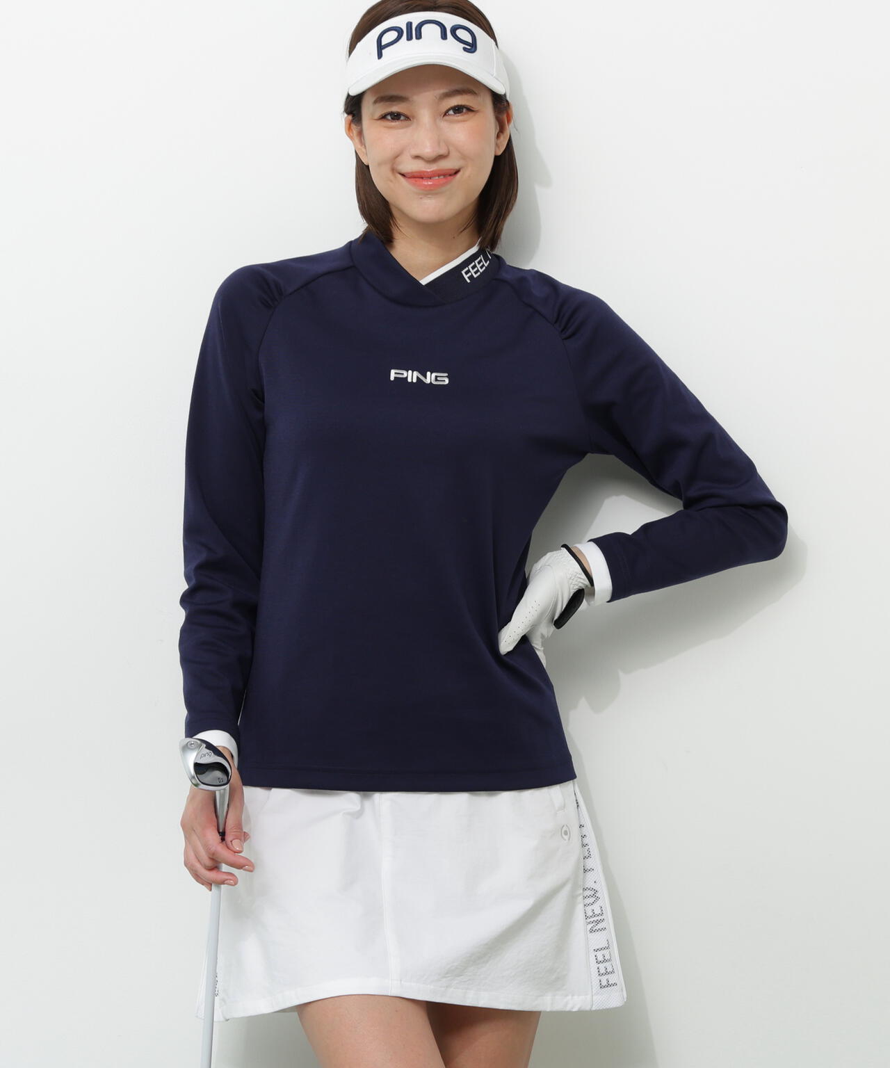 【PING APPAREL】冷感ポンチハイネックシャツ <GOLD> (LADIES)