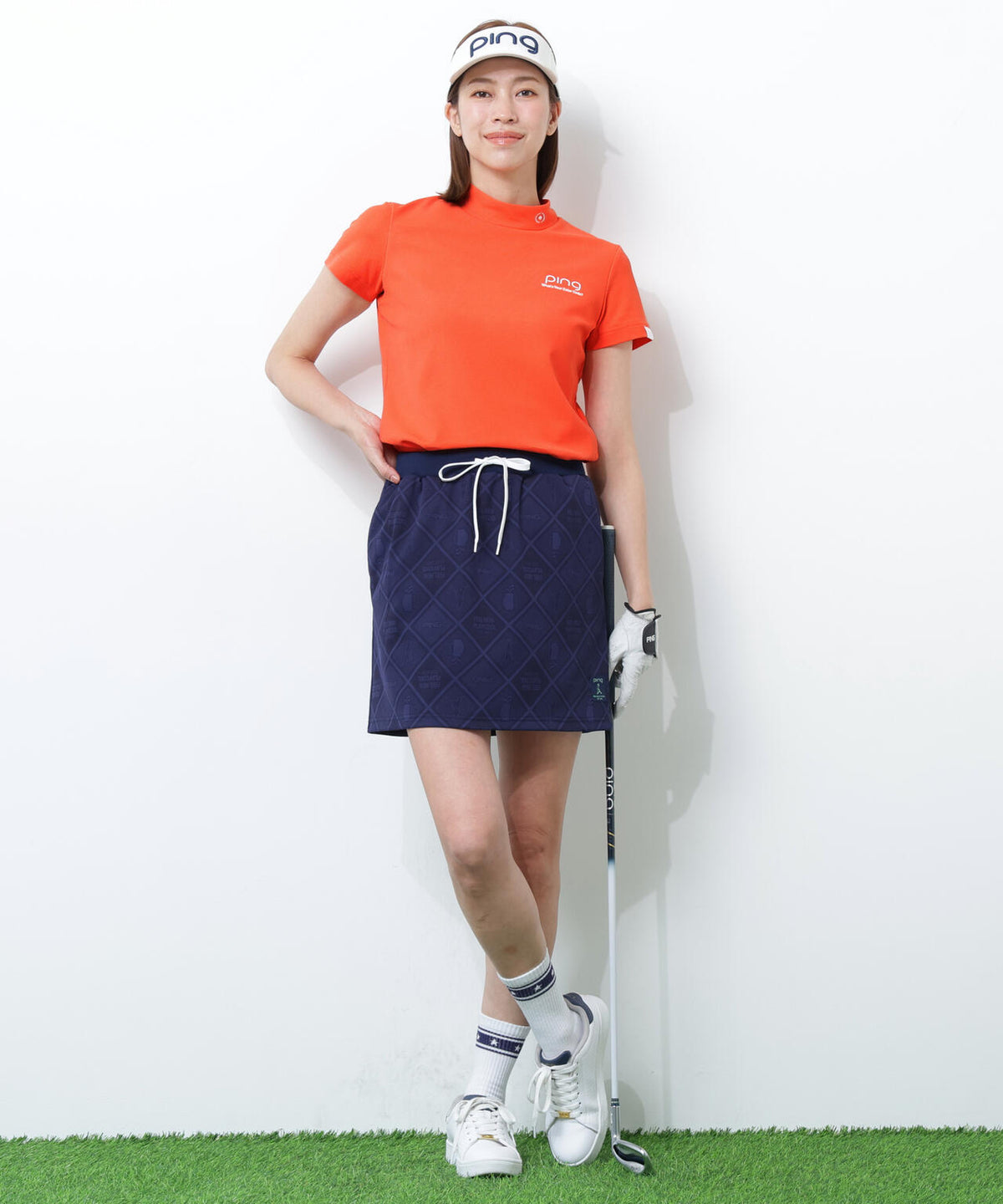 【PING APPAREL】【10カラーシリーズ】PEカノコ半袖ハイネックシャツ <NATIVE> (LADIES)