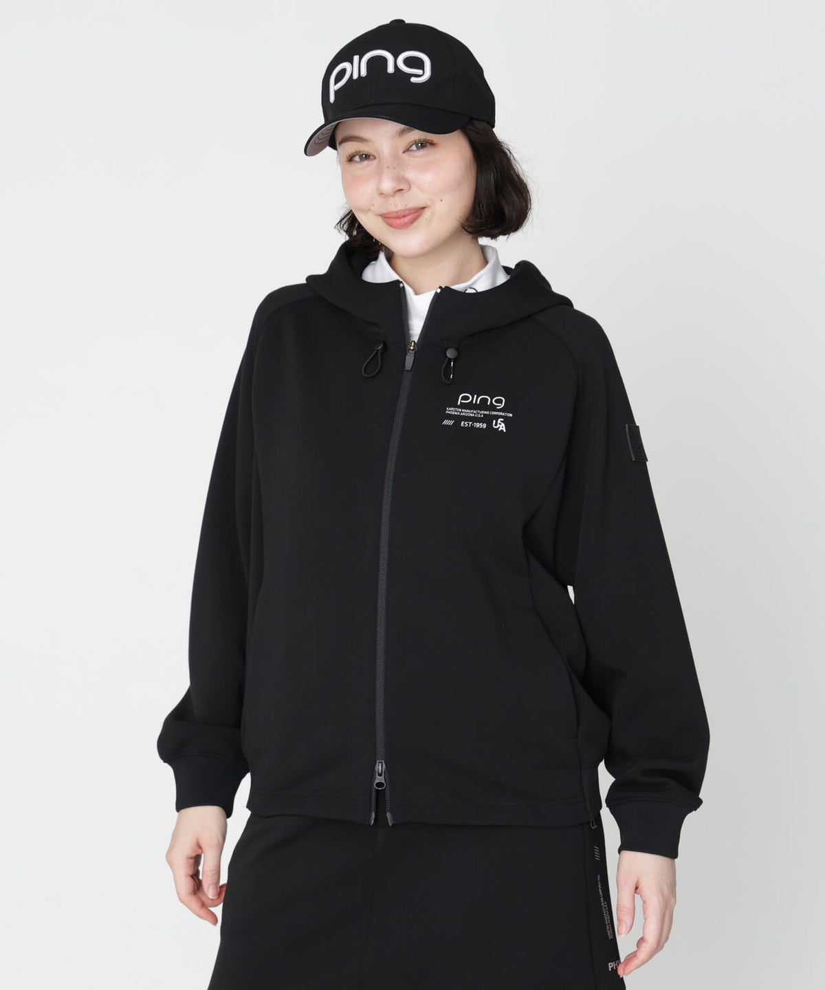 【PING APPAREL】全方向ストレッチダンボールニットフルジップフーディー (LADIES)