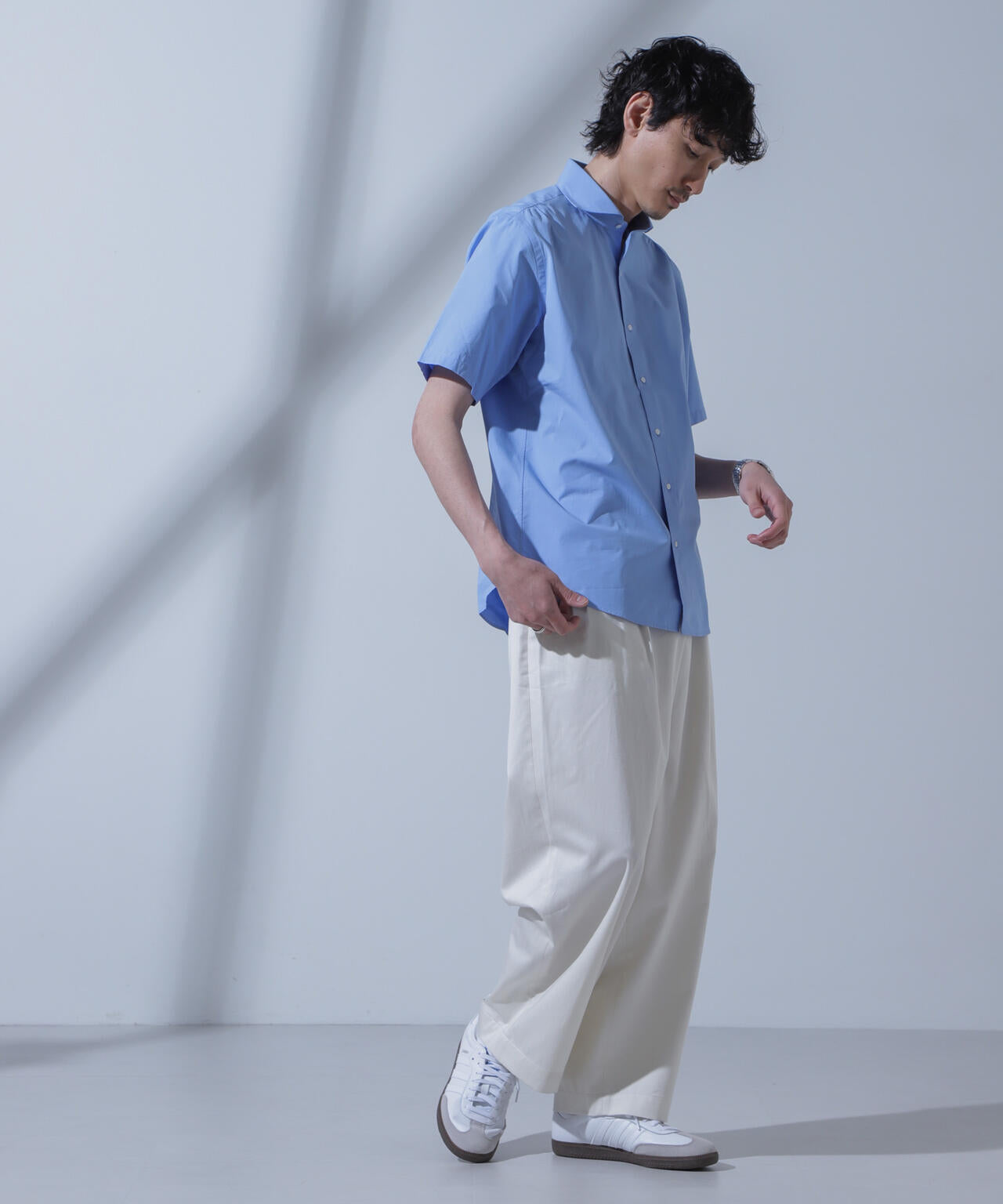 「N SHIRTS」AntiSoaked(R)汗染み防止ホリゾンタルカラーシャツ半袖