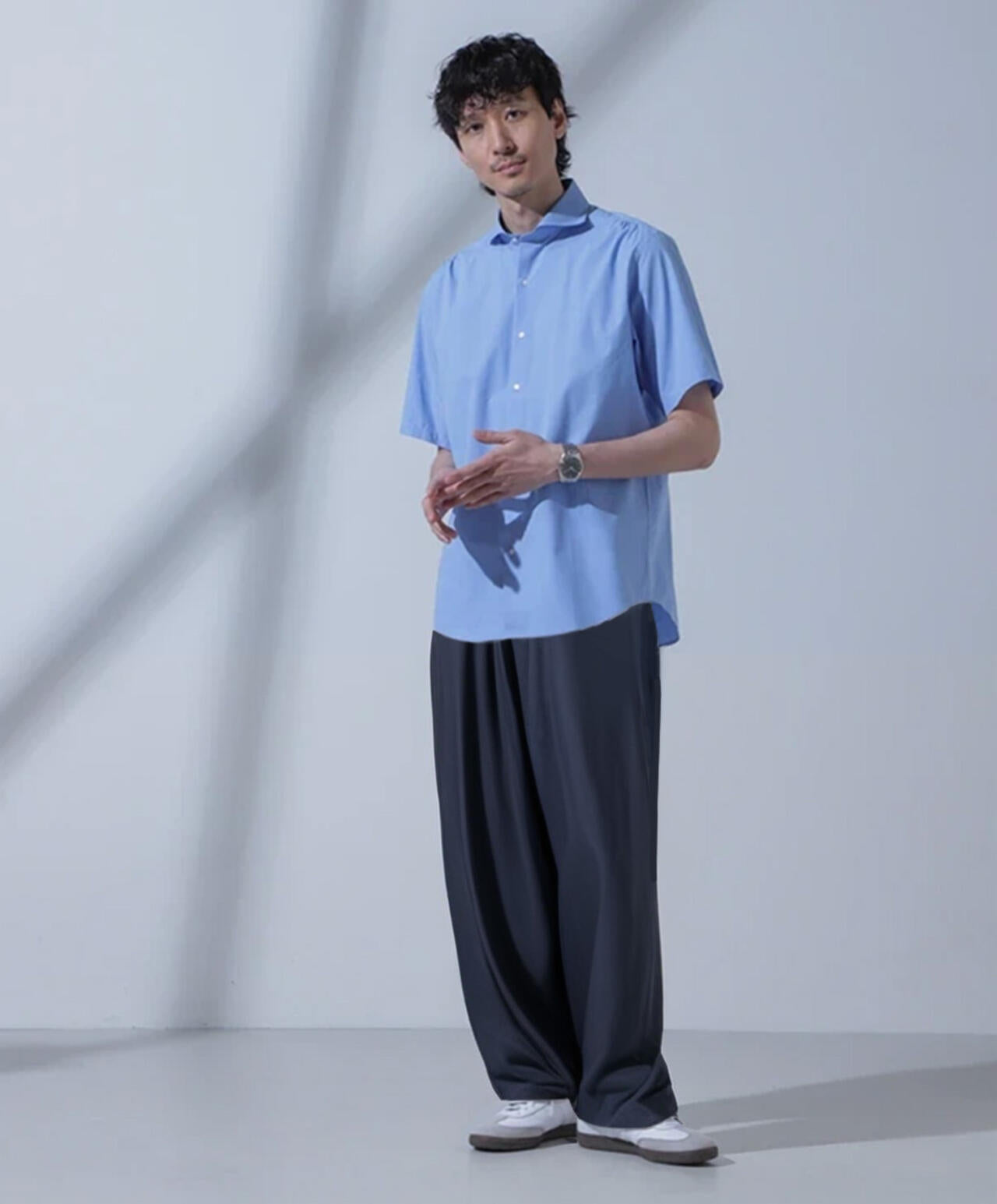 「N SHIRTS」AntiSoaked(R)汗染み防止ホリゾンタルカラーシャツ半袖
