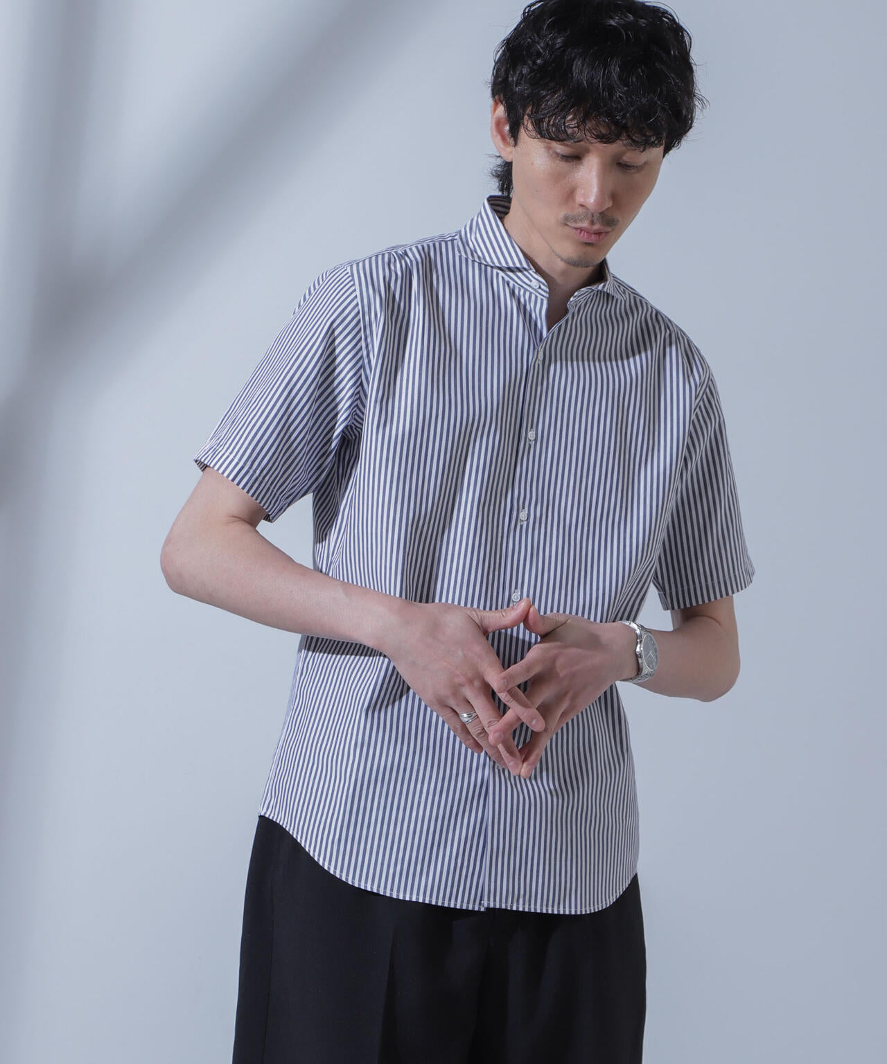 「N SHIRTS」AntiSoaked(R)汗染み防止ホリゾンタルカラーシャツ半袖