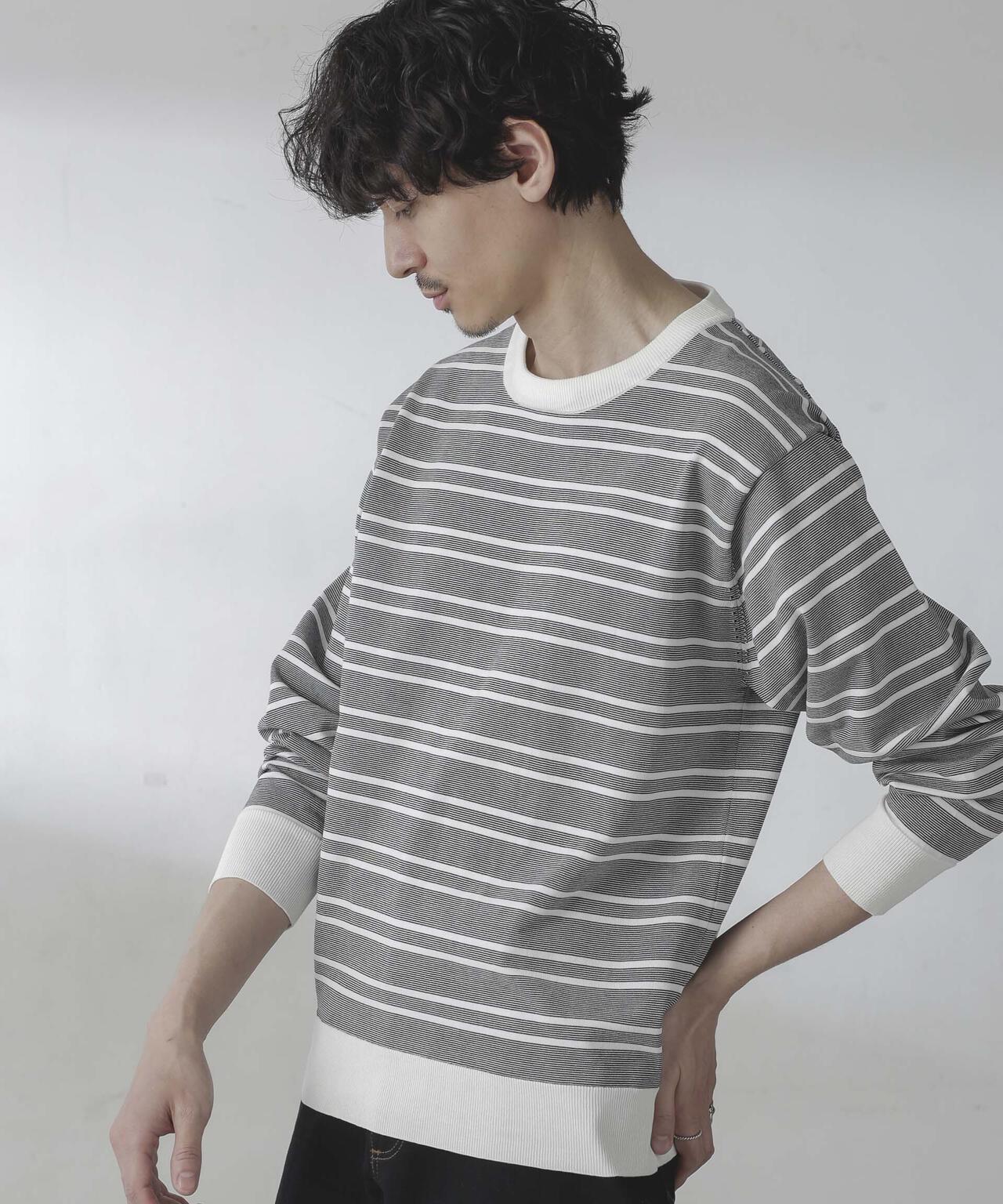 C/SORONA プレーティングボーダーニットTシャツ