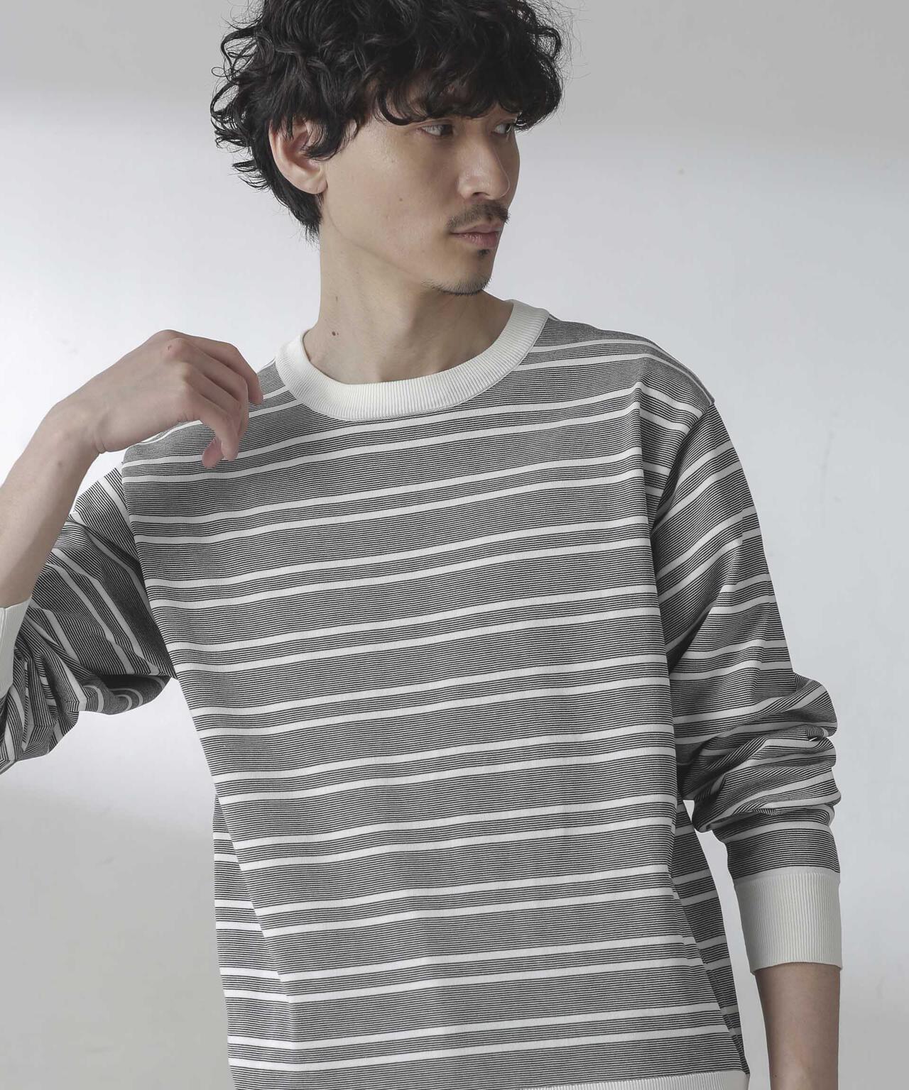 C/SORONA プレーティングボーダーニットTシャツ