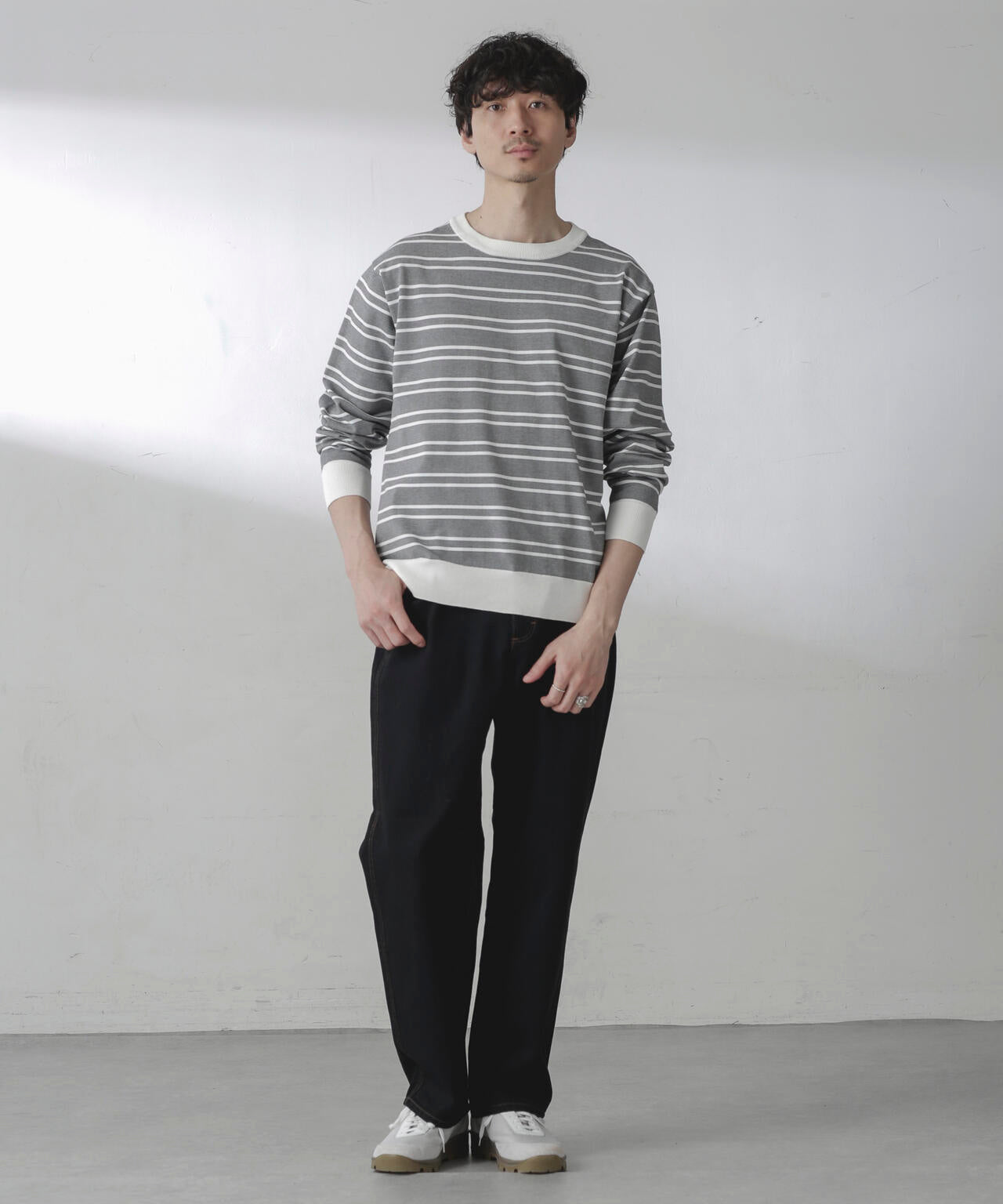 C/SORONA プレーティングボーダーニットTシャツ