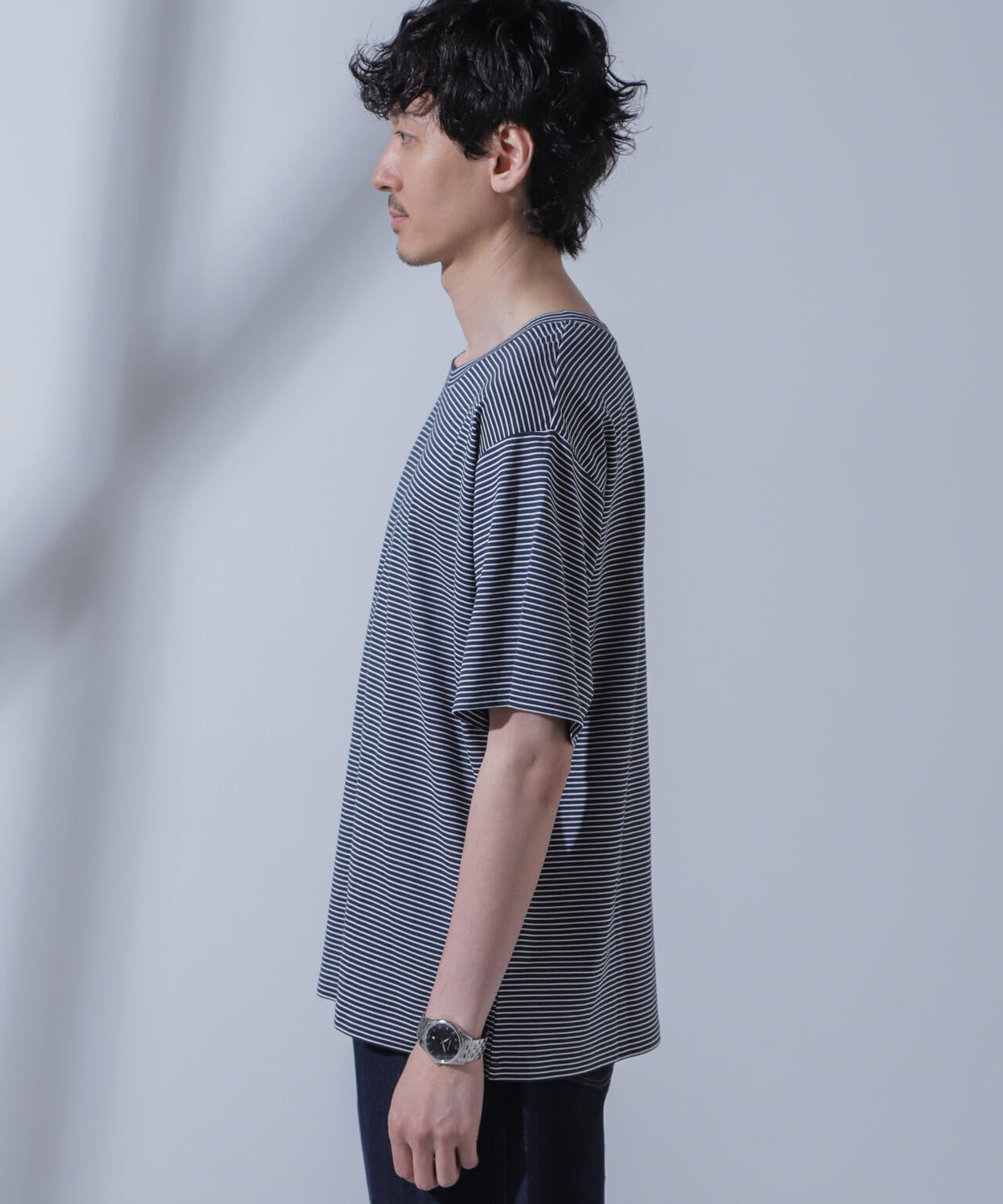 Anti Soaked(R) 汗染み防止 ピンボーダークルーネックTシャツ