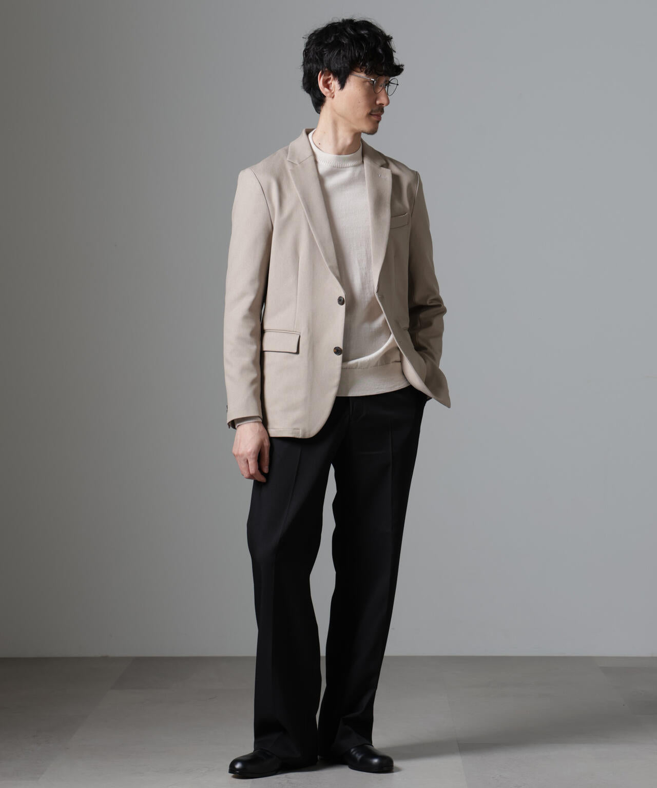 「N JACKET BASIC」CATINA(R)メランジ二重織ツイルストレッチジャケット(セットアップ可)
