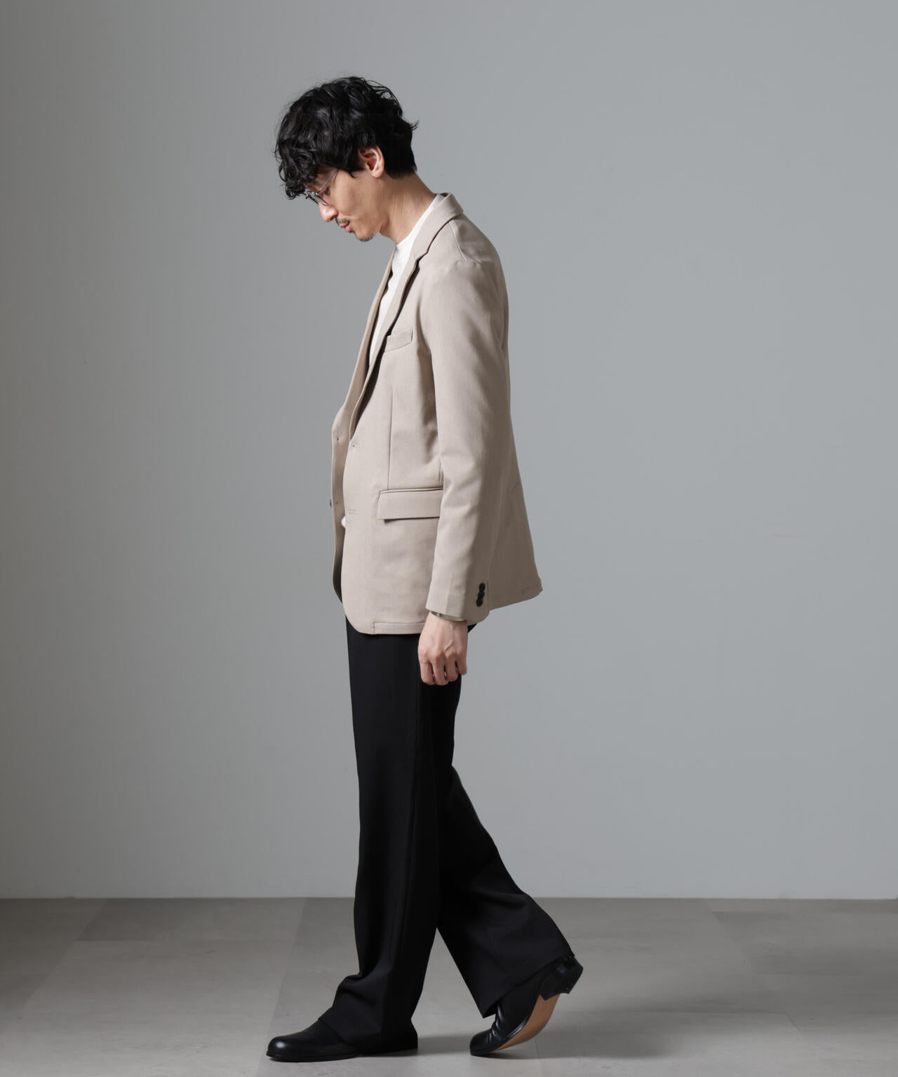「N JACKET BASIC」CATINA(R)メランジ二重織ツイルストレッチジャケット(セットアップ可)