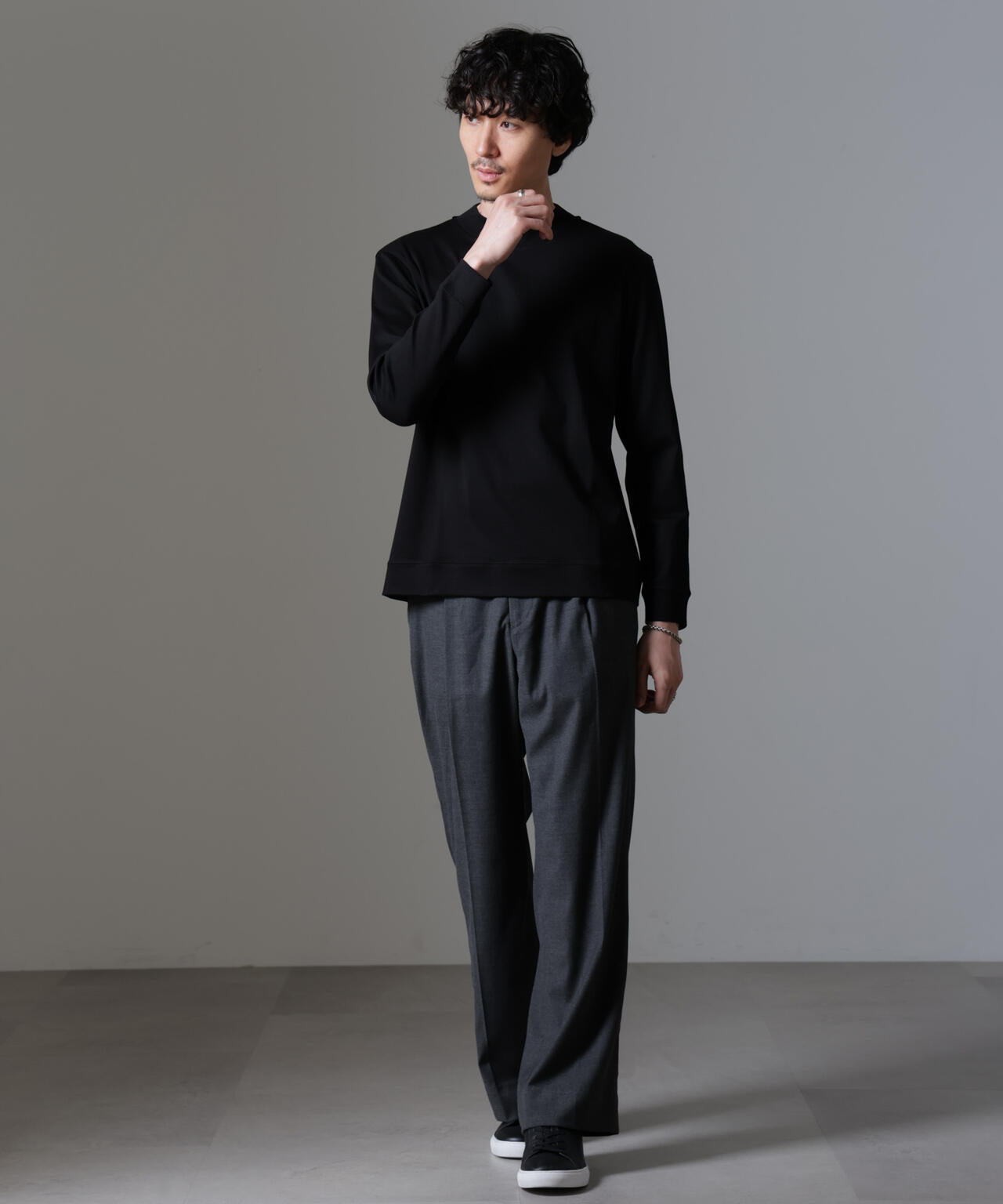 「FORMAL JERSEY」モックネックカットソー長袖