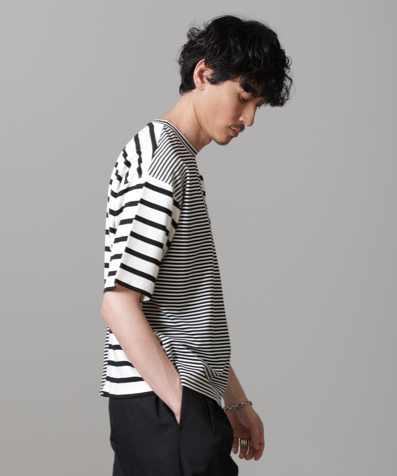 ボーダー切替Tシャツ