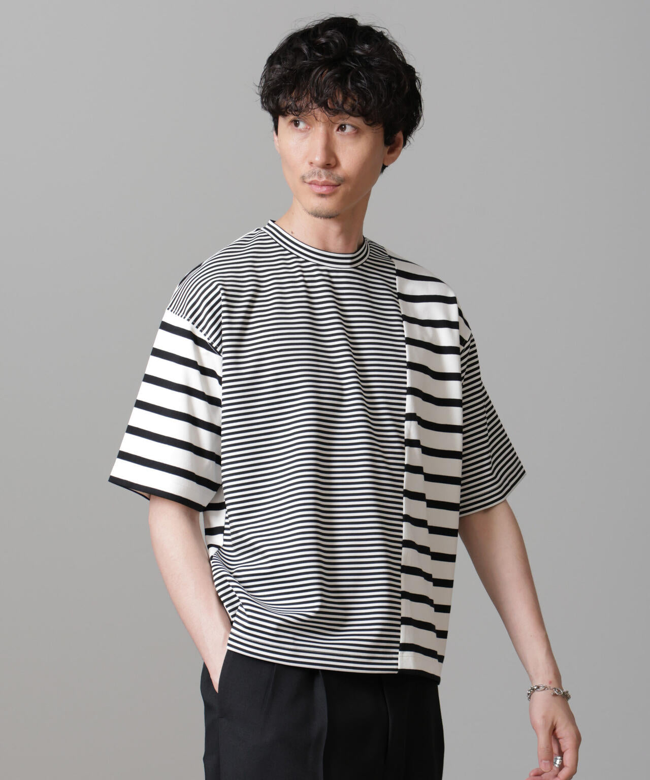 ボーダー切替Tシャツ