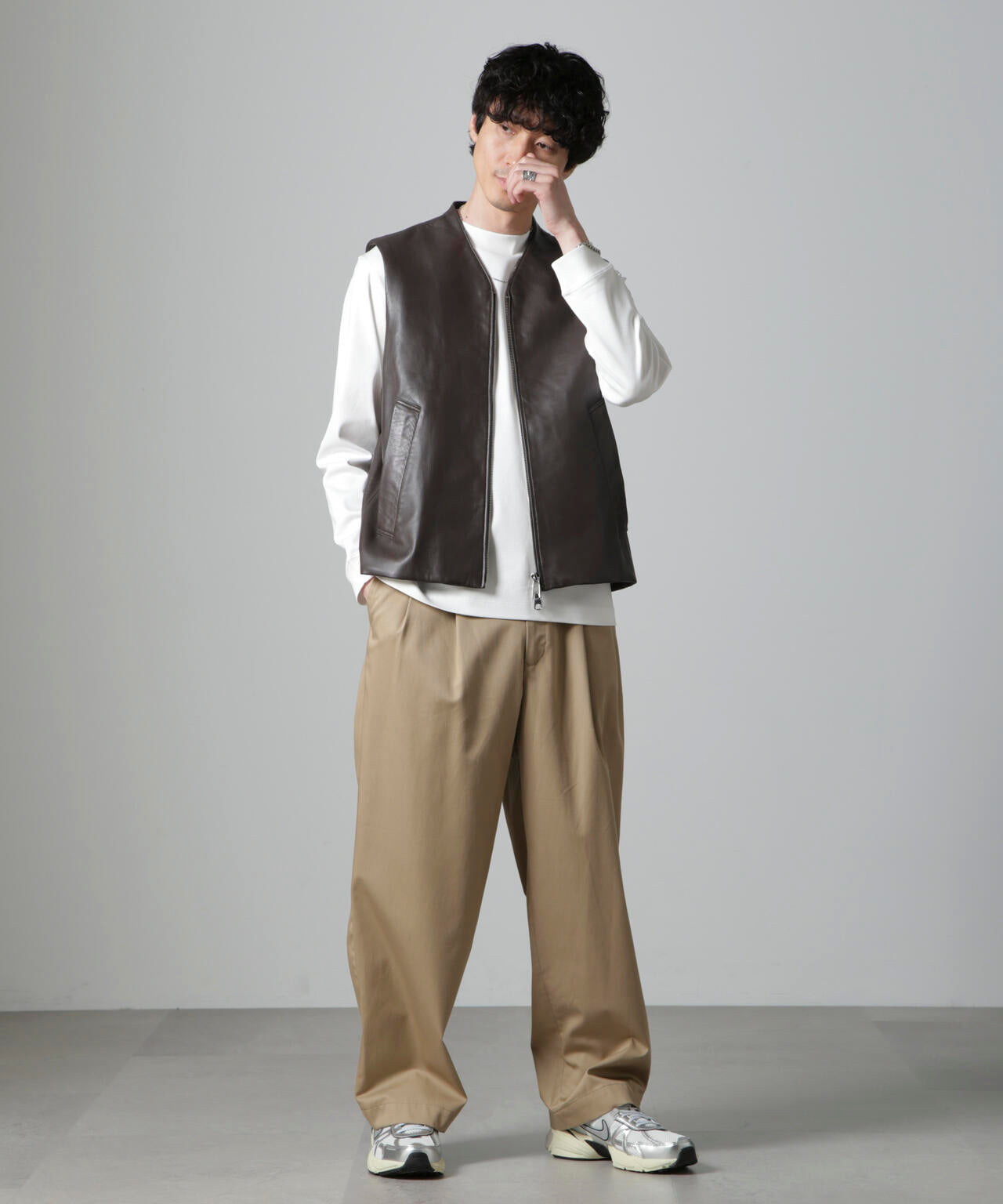 Lamb nappa ジップレザージレ