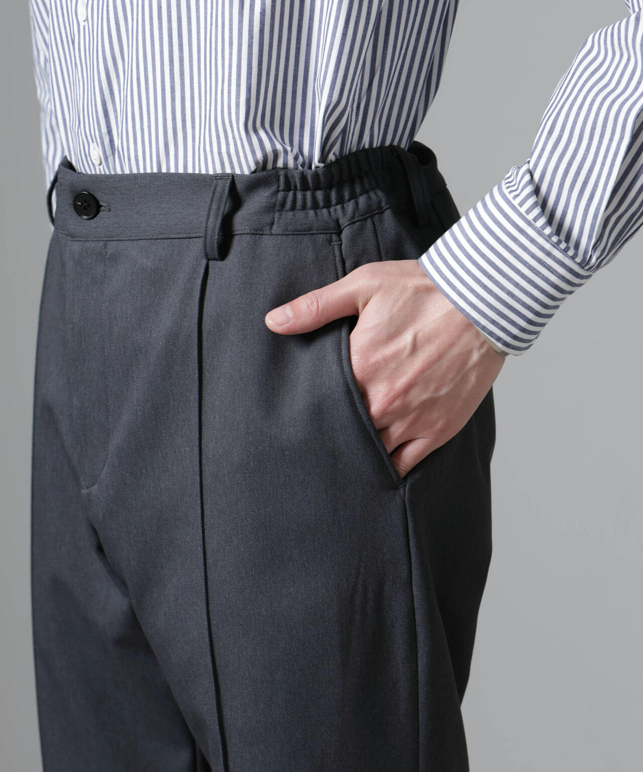 「N TROUSERS BASIC」CATINA(R)メランジ二重織ツイルストレッチパンツ(セットアップ可)
