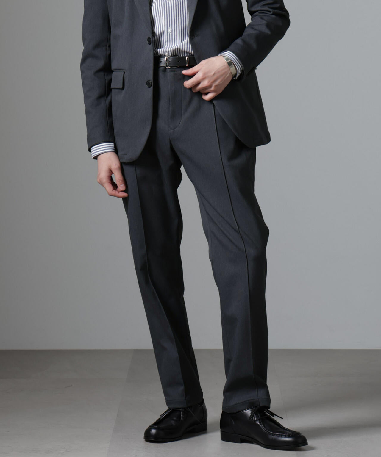 「N TROUSERS BASIC」CATINA(R)メランジ二重織ツイルストレッチパンツ(セットアップ可)