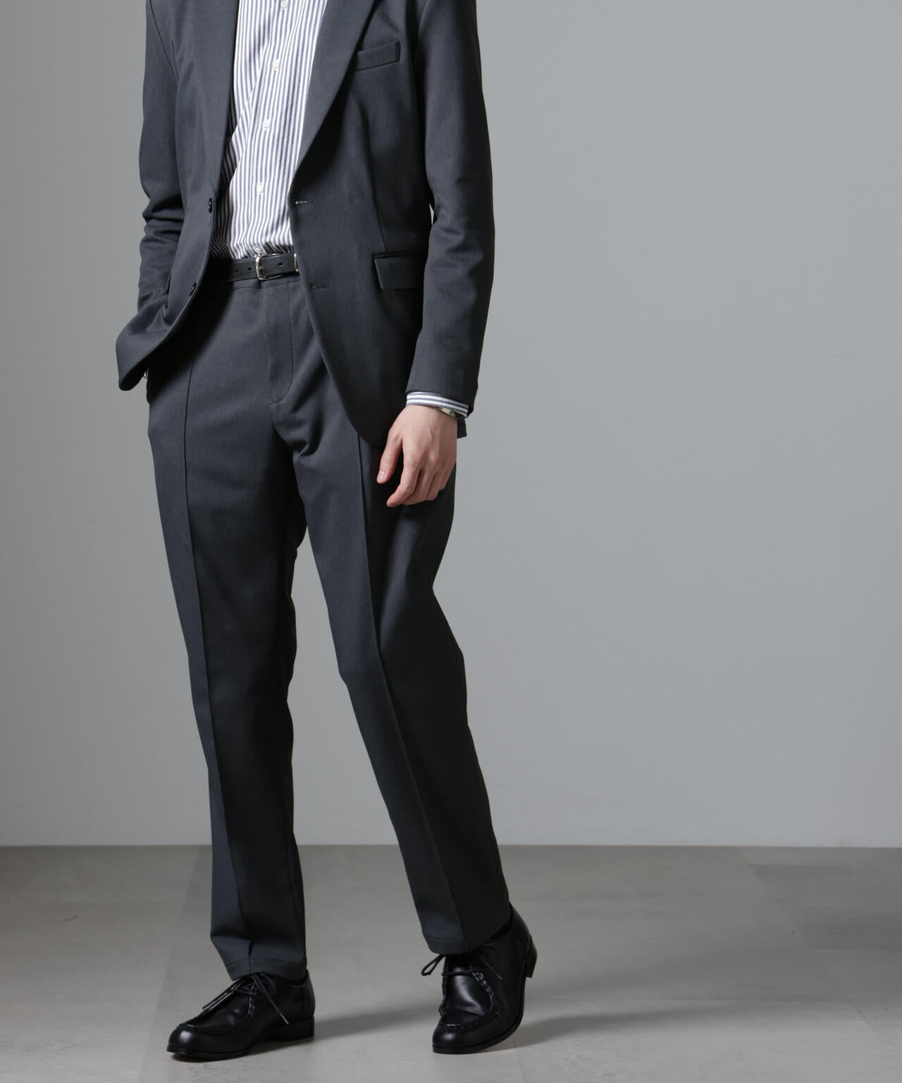 「N TROUSERS BASIC」CATINA(R)メランジ二重織ツイルストレッチパンツ(セットアップ可)