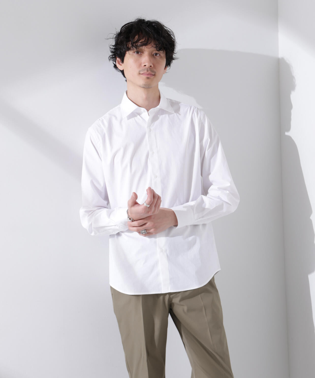 「N shirt」Anti Soaked(R) 汗染み防止セミワイドカラーシャツ長袖