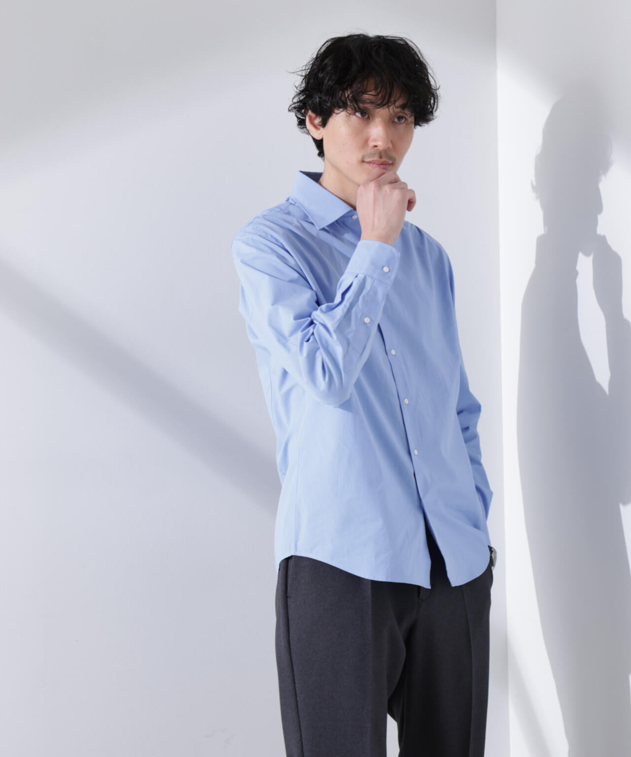 「N shirt」Anti Soaked(R) 汗染み防止セミワイドカラーシャツ長袖