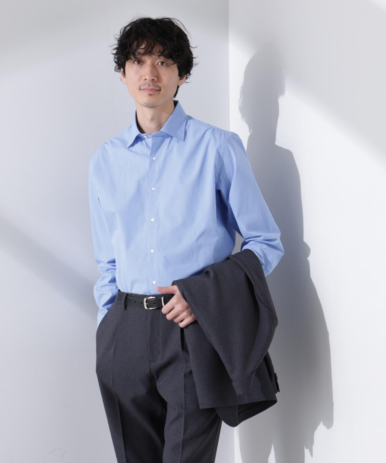 「N shirt」Anti Soaked(R) 汗染み防止セミワイドカラーシャツ長袖