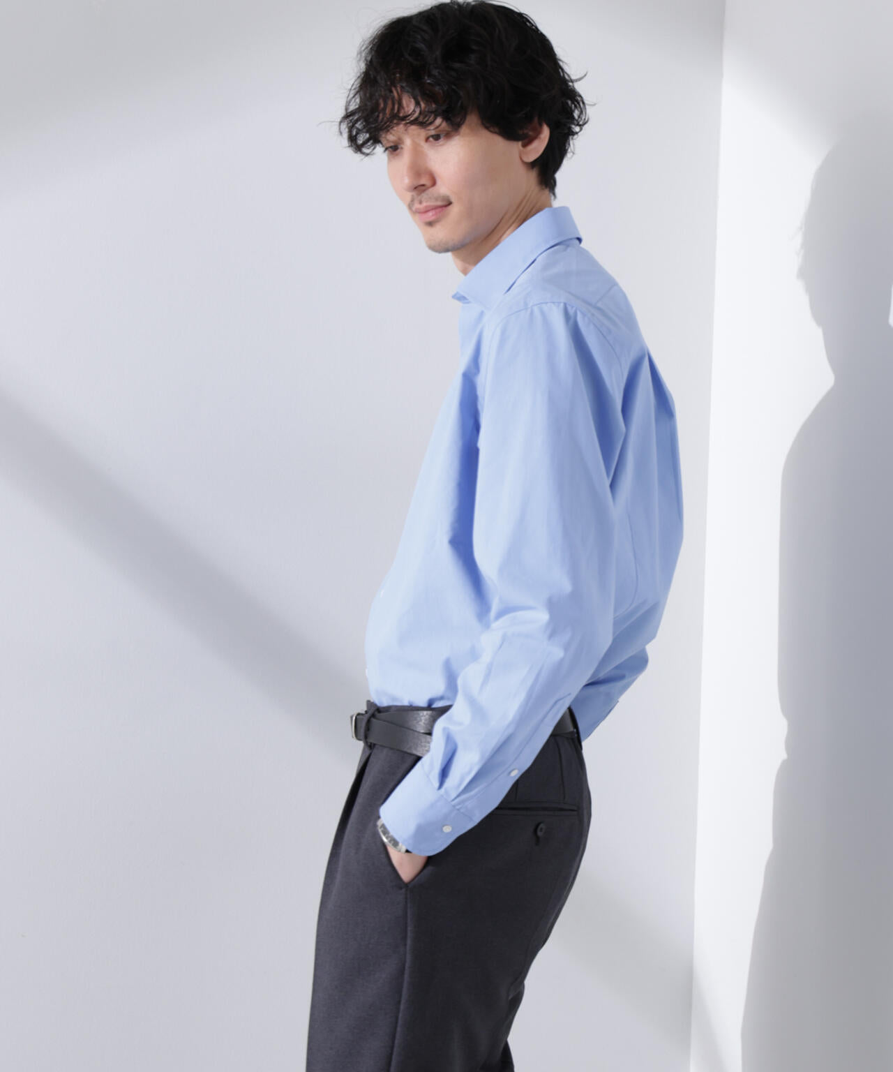 「N shirt」Anti Soaked(R) 汗染み防止セミワイドカラーシャツ長袖