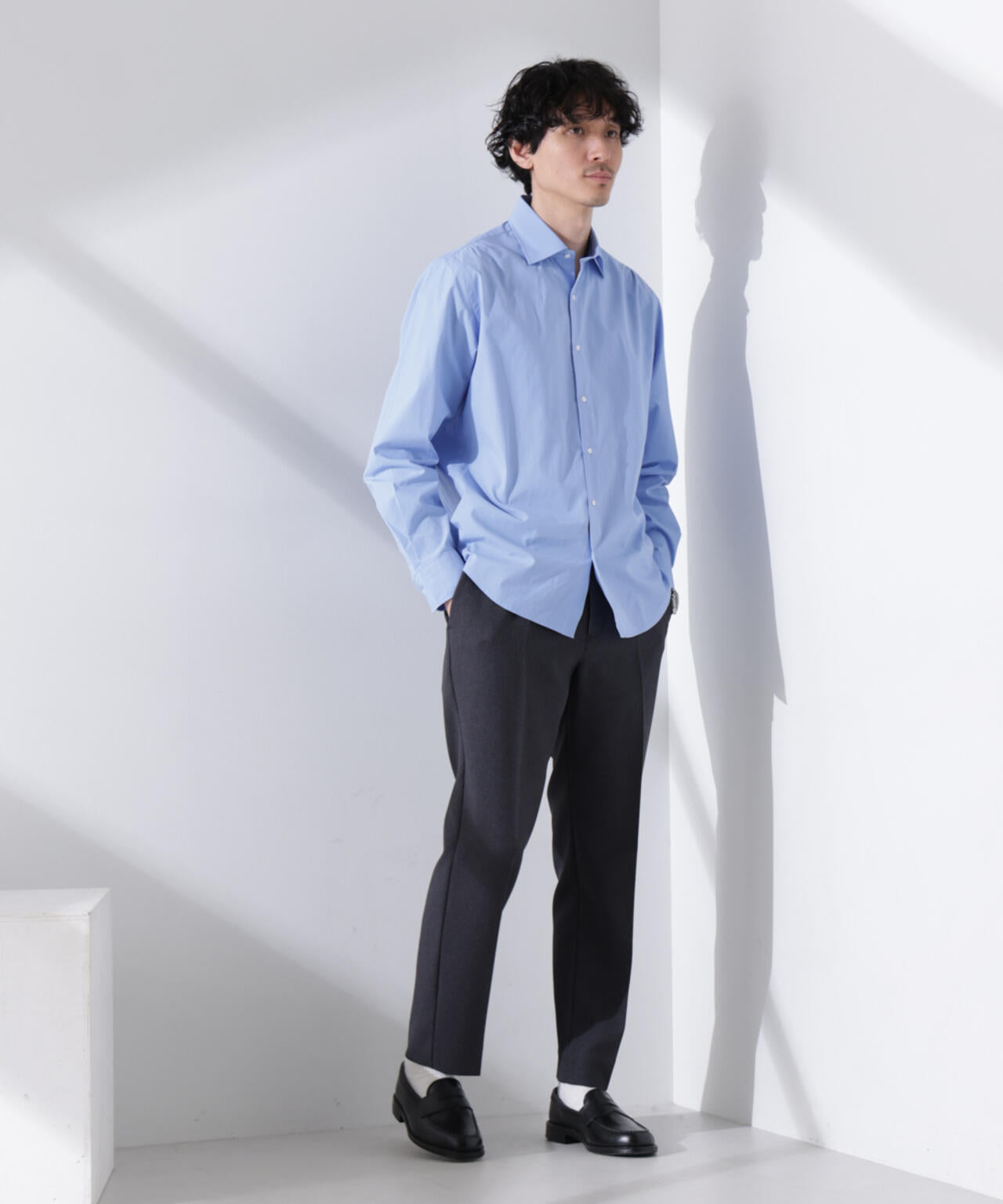「N shirt」Anti Soaked(R) 汗染み防止セミワイドカラーシャツ長袖