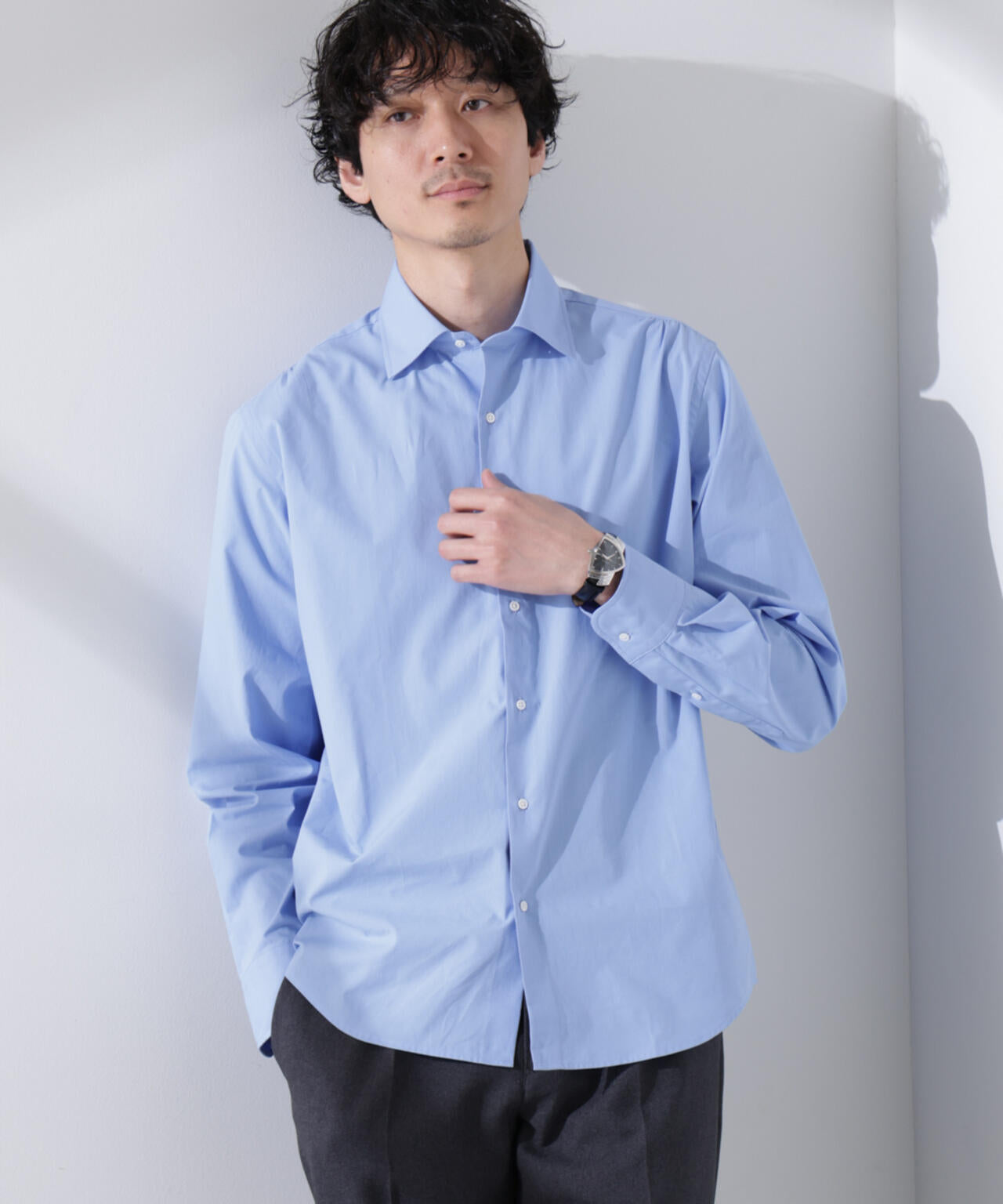 「N shirt」Anti Soaked(R) 汗染み防止セミワイドカラーシャツ長袖