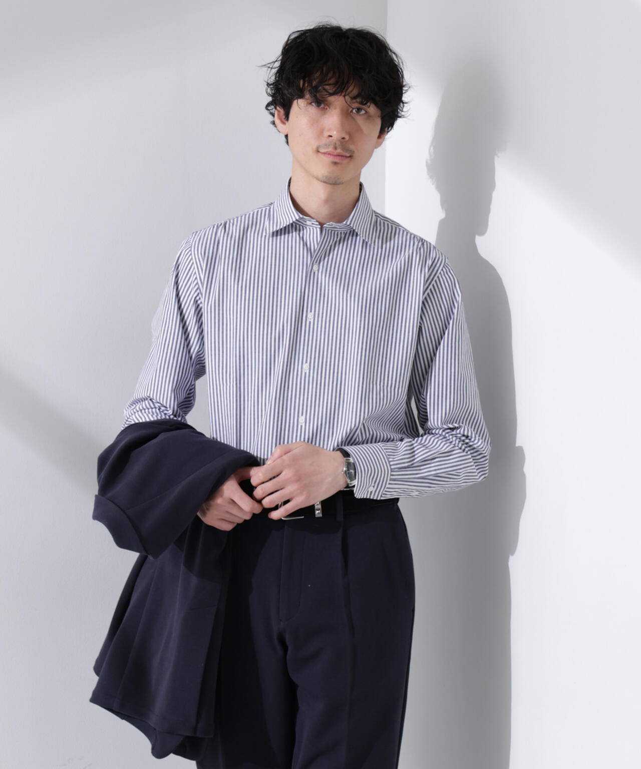 「N shirt」Anti Soaked(R) 汗染み防止セミワイドカラーシャツ長袖