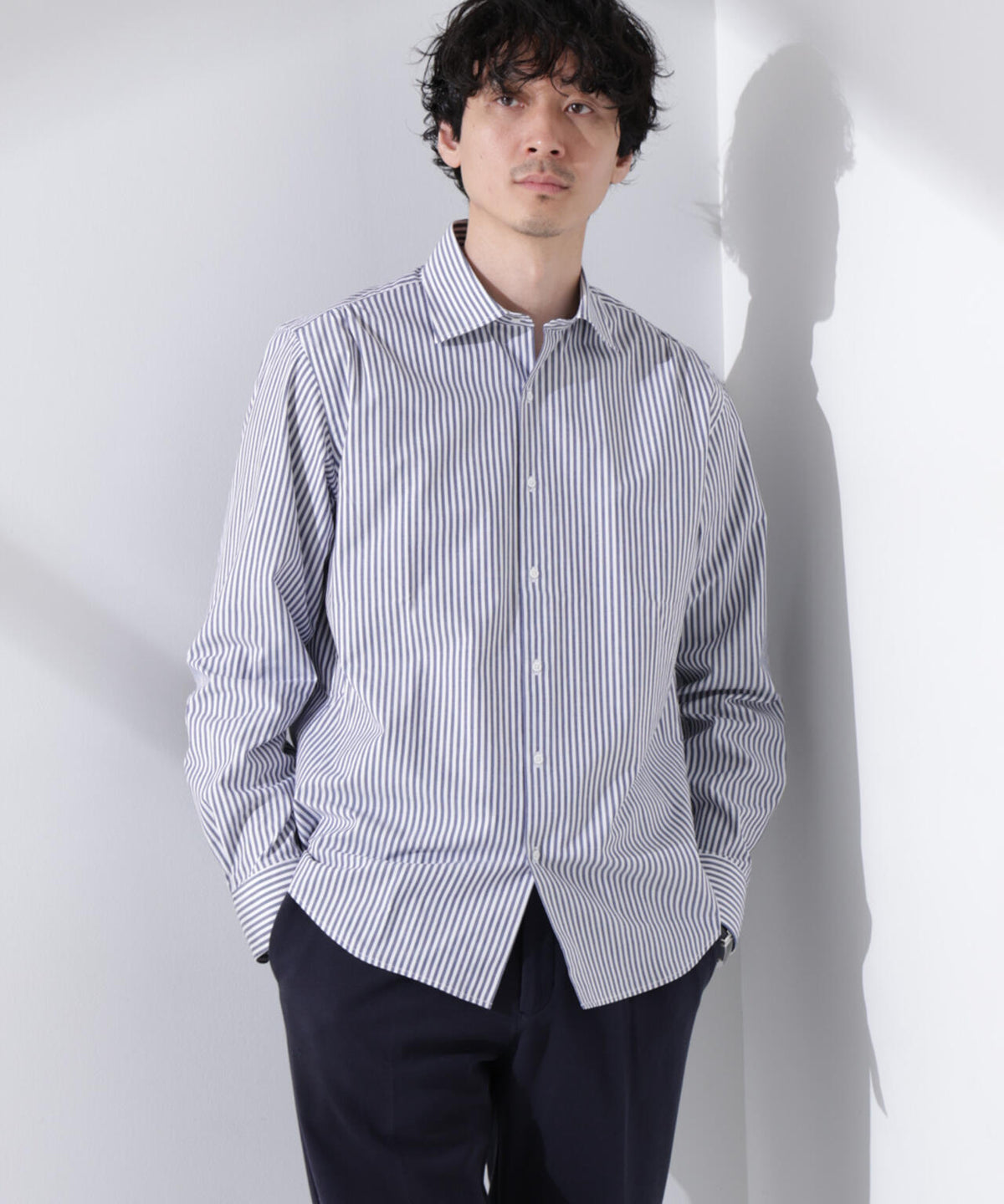 「N shirt」Anti Soaked(R) 汗染み防止セミワイドカラーシャツ長袖