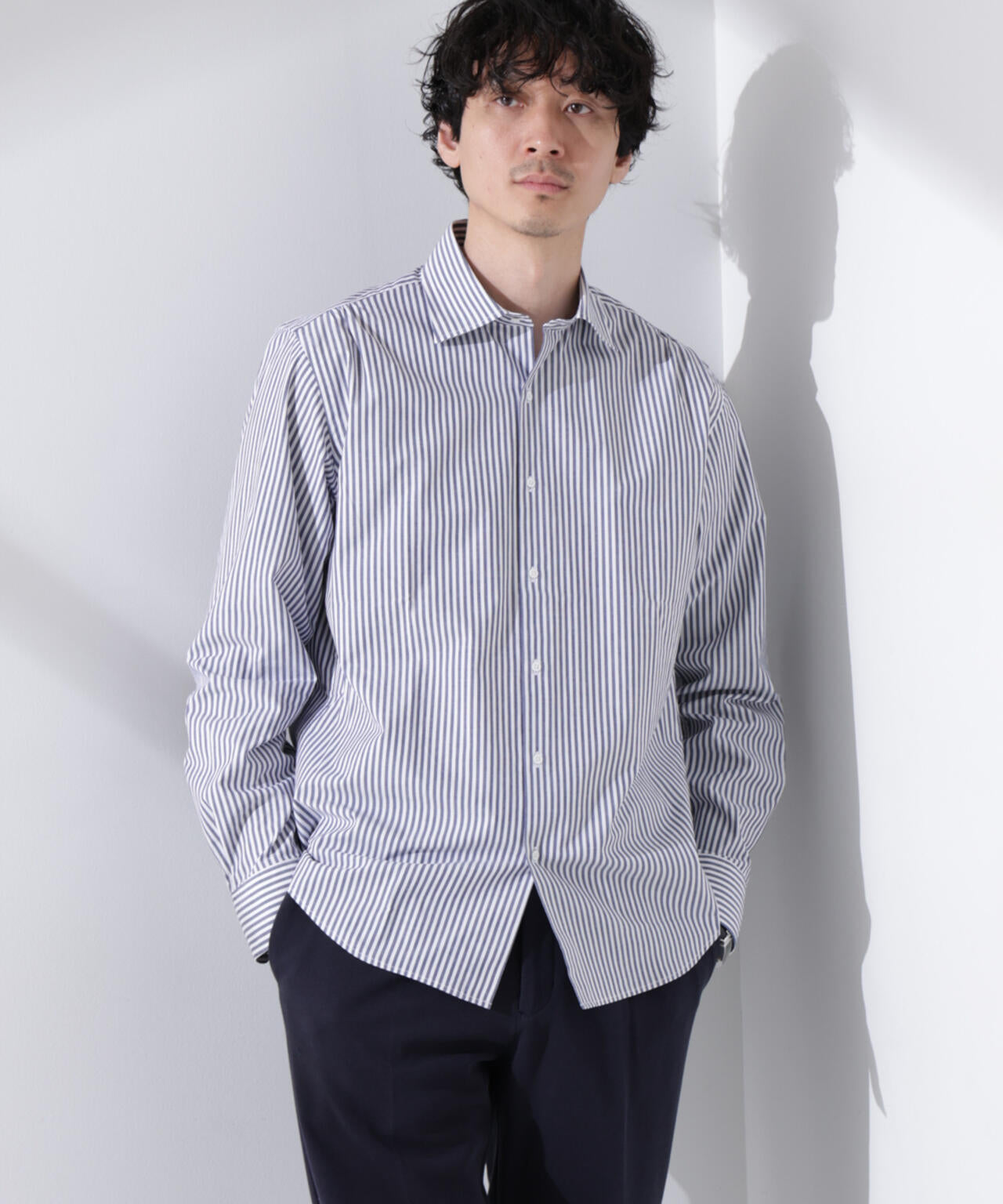 「N shirt」Anti Soaked(R) 汗染み防止セミワイドカラーシャツ長袖