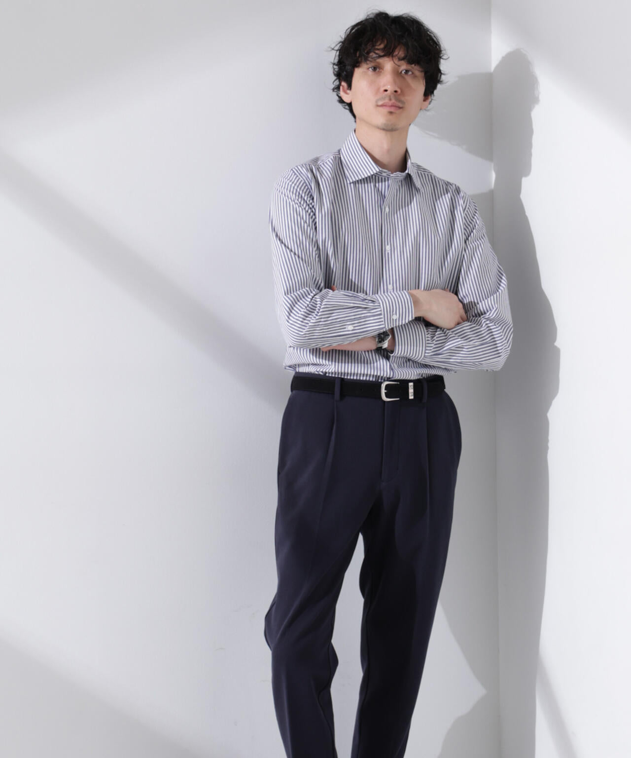 「N shirt」Anti Soaked(R) 汗染み防止セミワイドカラーシャツ長袖