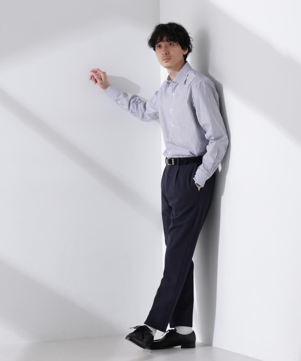「N shirt」Anti Soaked(R) 汗染み防止セミワイドカラーシャツ長袖