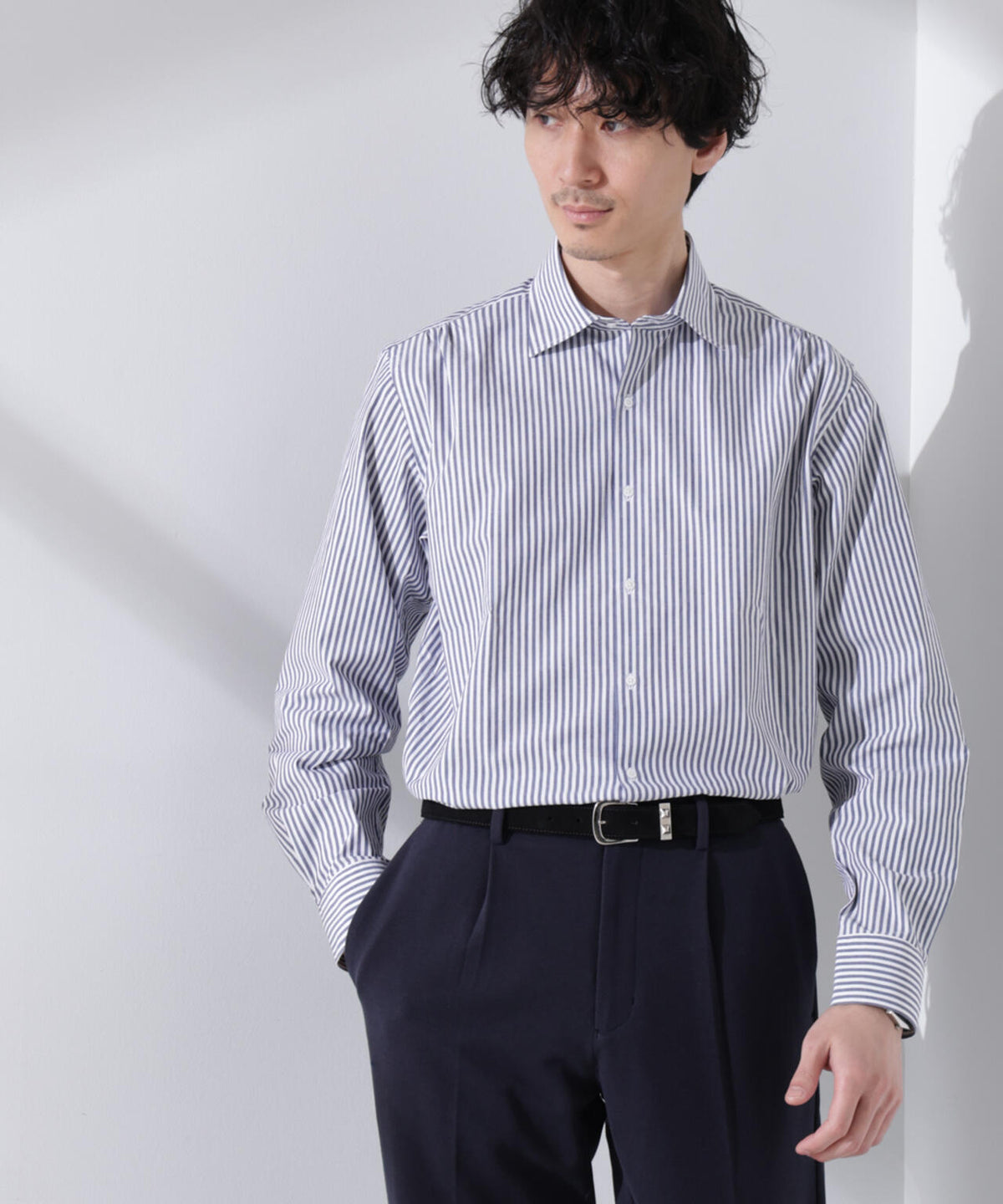 「N shirt」Anti Soaked(R) 汗染み防止セミワイドカラーシャツ長袖