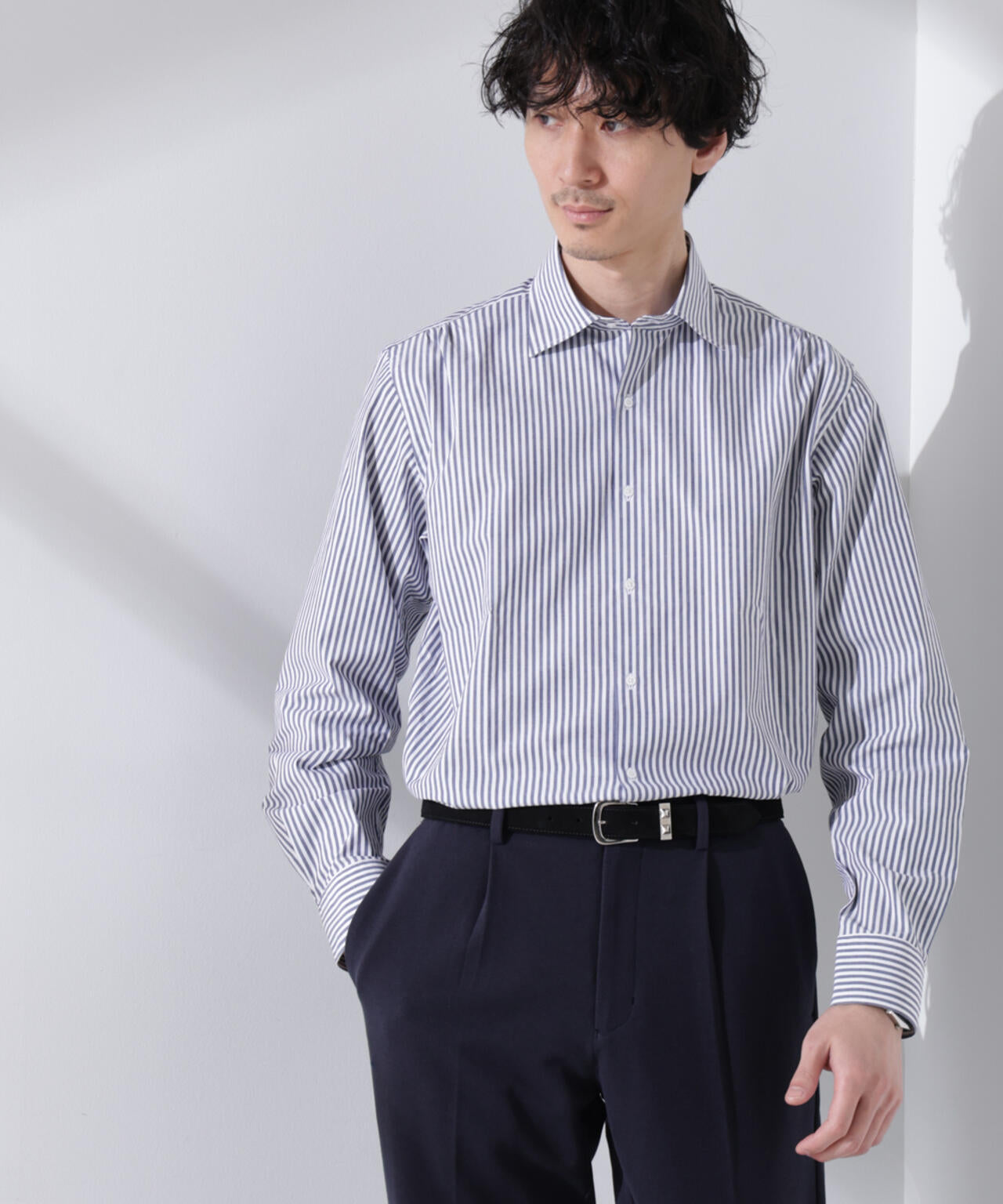 「N shirt」Anti Soaked(R) 汗染み防止セミワイドカラーシャツ長袖