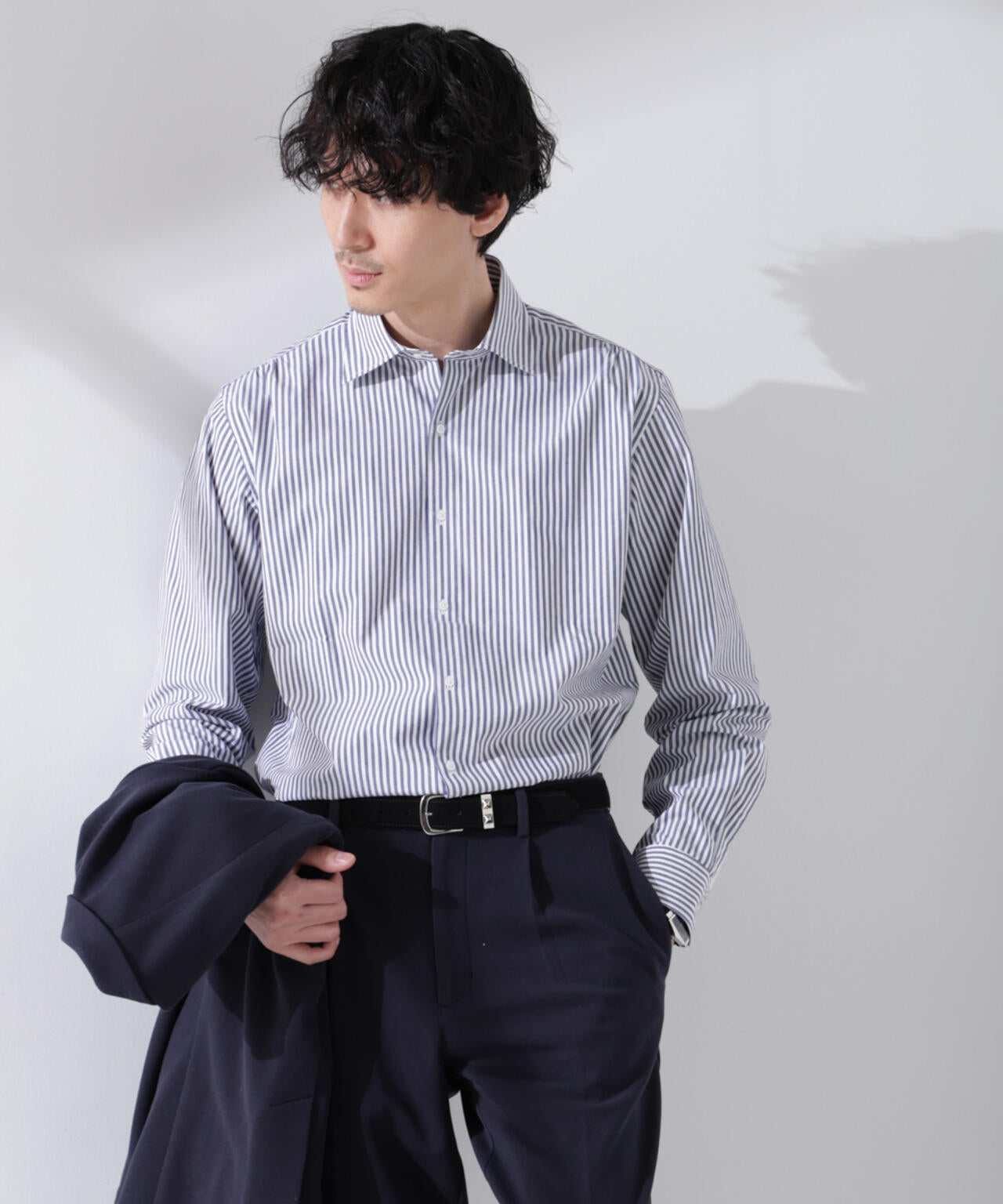 「N shirt」Anti Soaked(R) 汗染み防止セミワイドカラーシャツ長袖