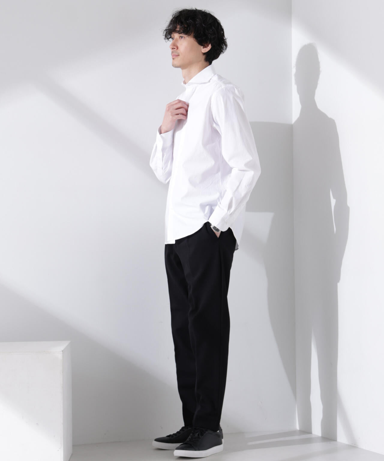 「N shirt」Anti Soaked(R) 汗染み防止ホリゾンタルカラーシャツ長袖