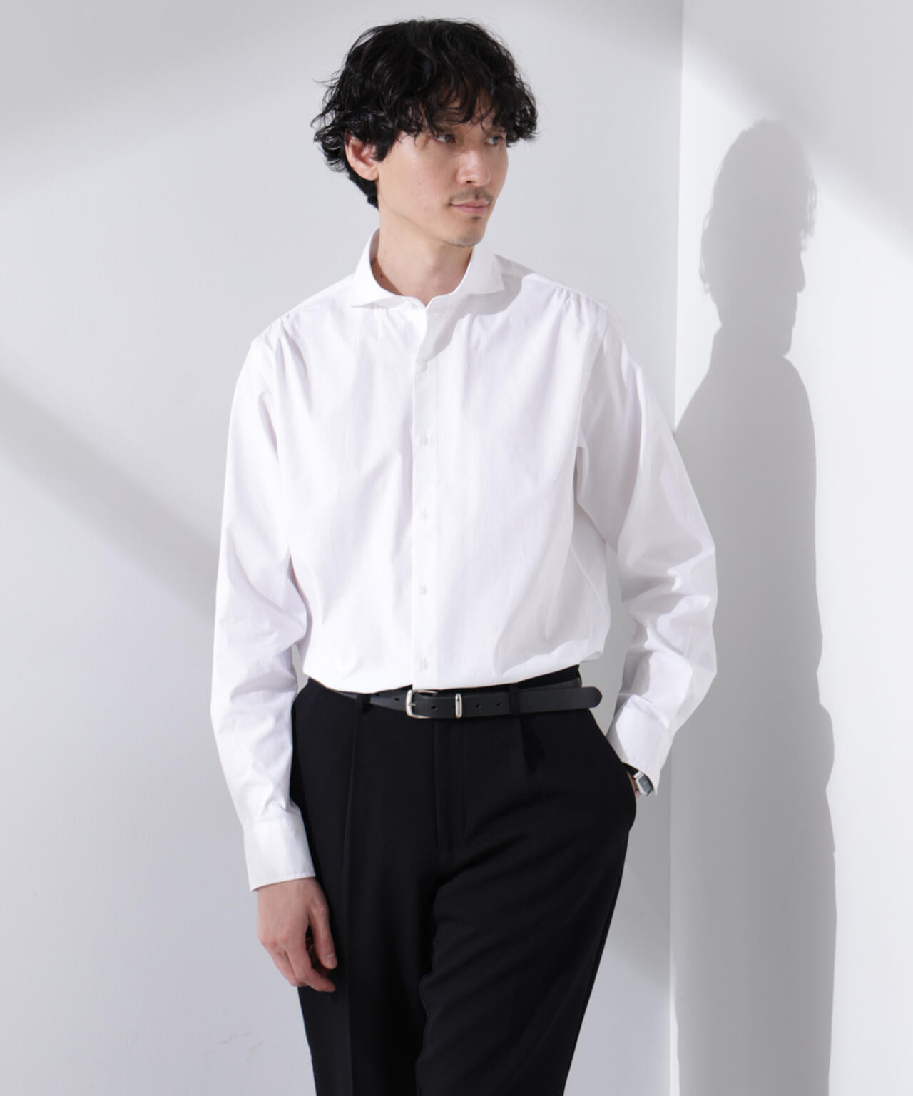 「N shirt」Anti Soaked(R) 汗染み防止ホリゾンタルカラーシャツ長袖