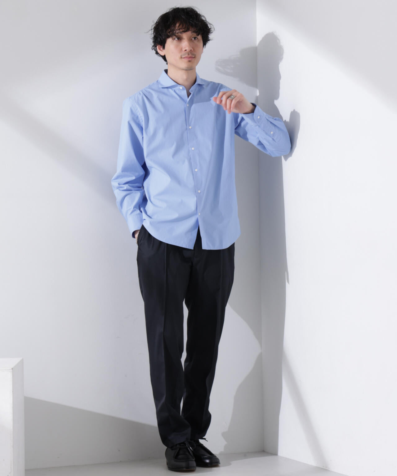 「N shirt」Anti Soaked(R) 汗染み防止ホリゾンタルカラーシャツ長袖