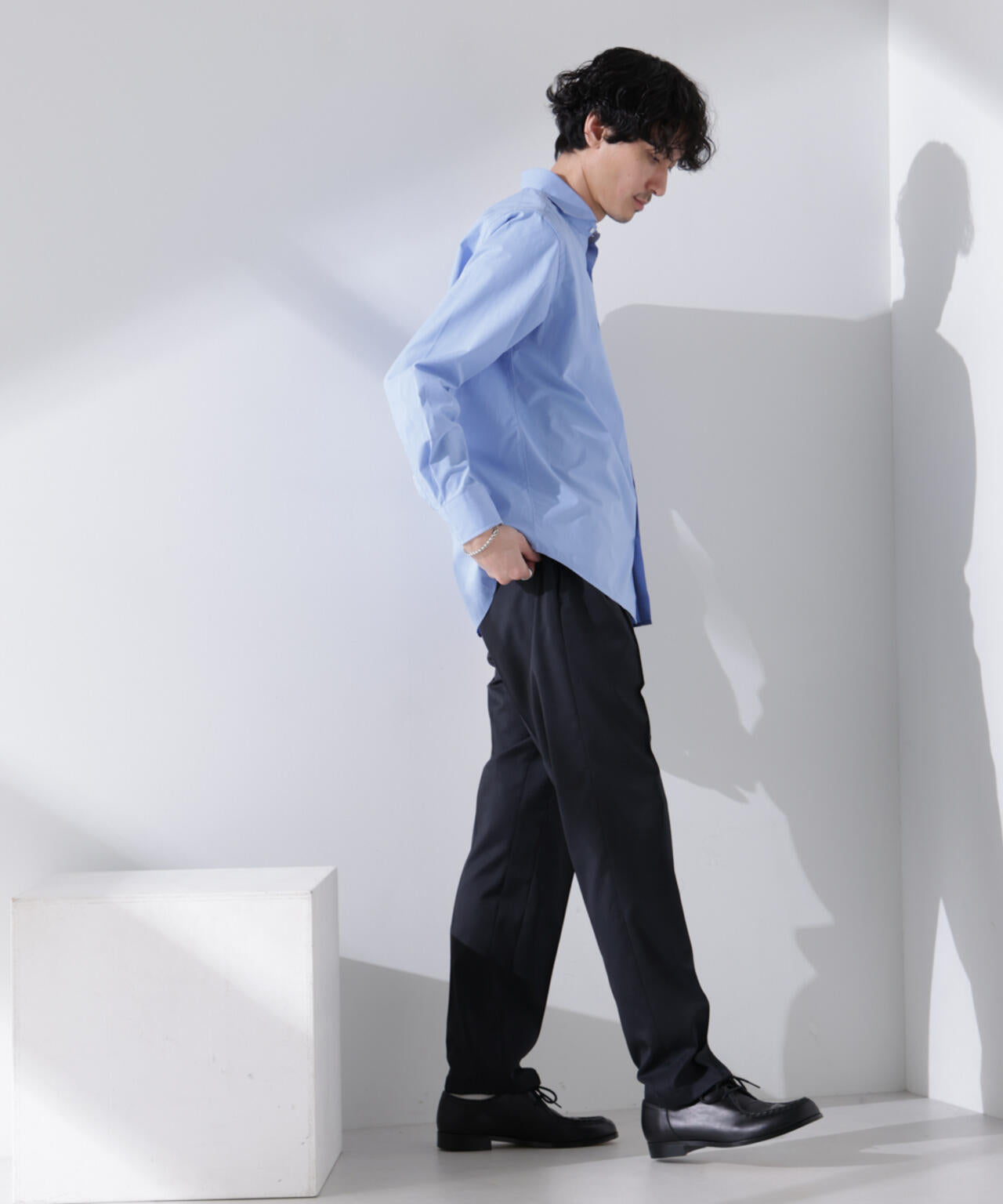 「N shirt」Anti Soaked(R) 汗染み防止ホリゾンタルカラーシャツ長袖