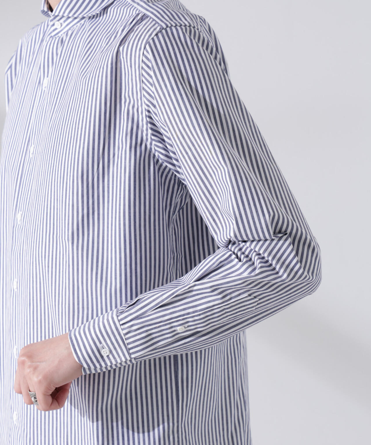 「N shirt」Anti Soaked(R) 汗染み防止ホリゾンタルカラーシャツ長袖