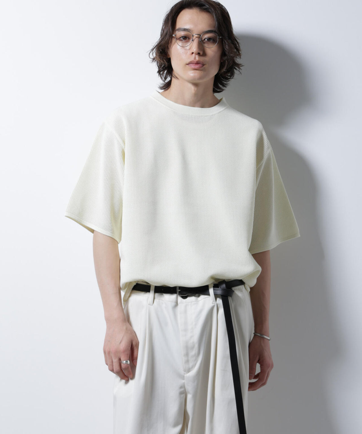 スポンディッシュ メッシュ クルーネックニットTEE
