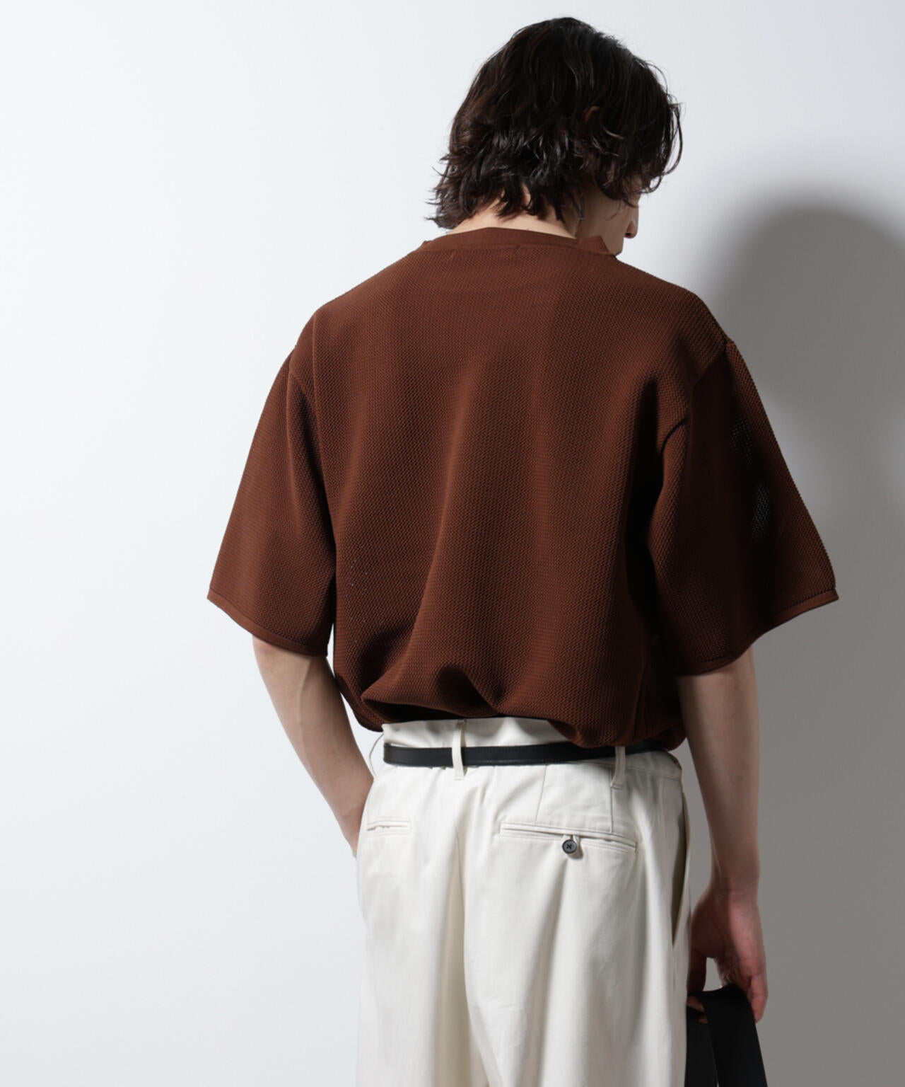 スポンディッシュ メッシュ クルーネックニットTEE