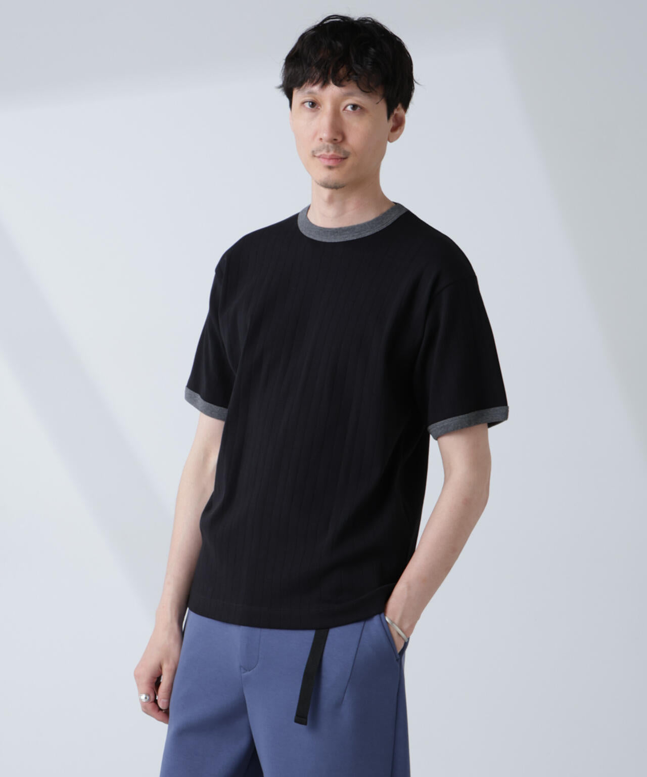 「NJ/CLUB」 針抜きリンガーTシャツ
