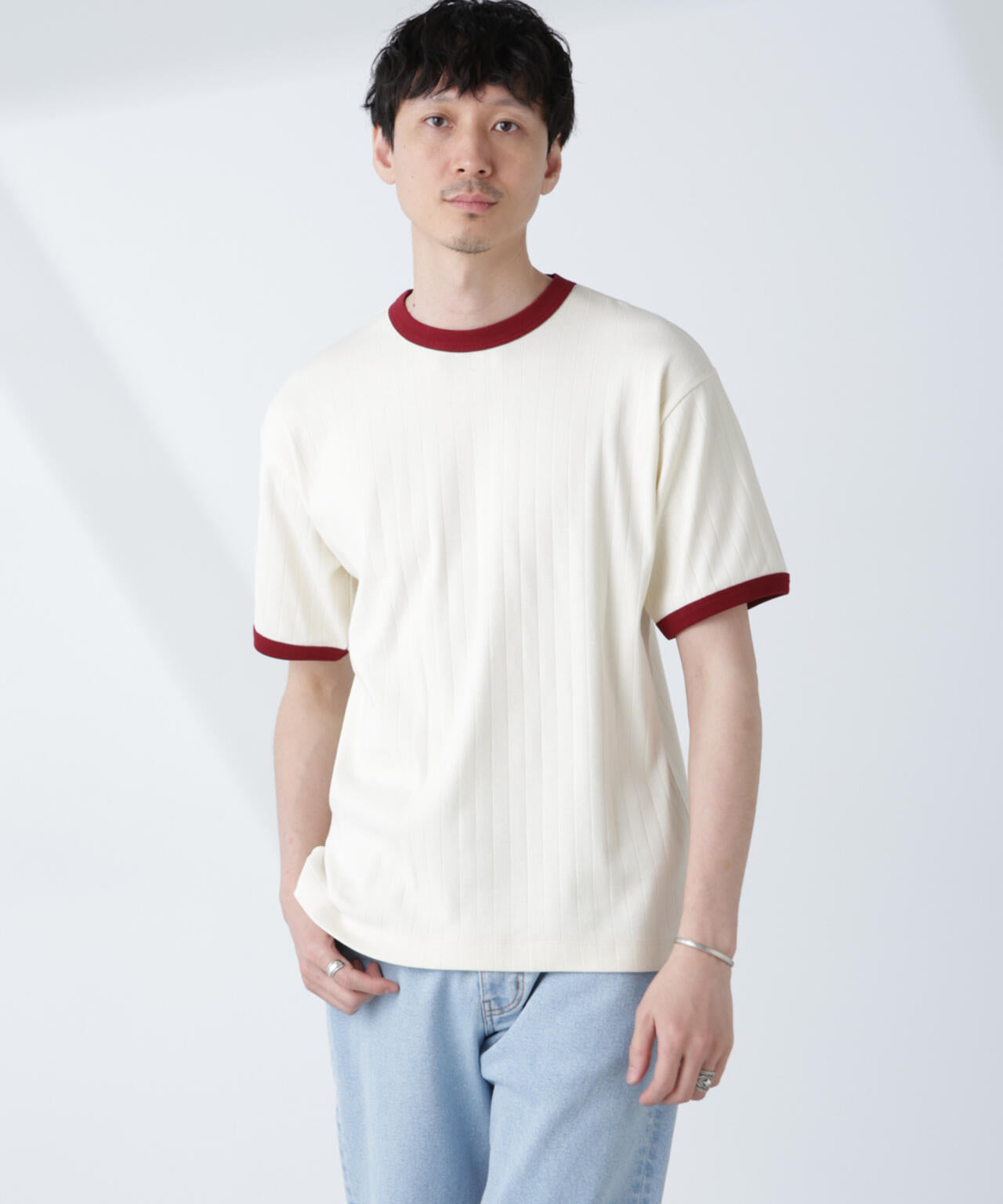 「NJ/CLUB」 針抜きリンガーTシャツ