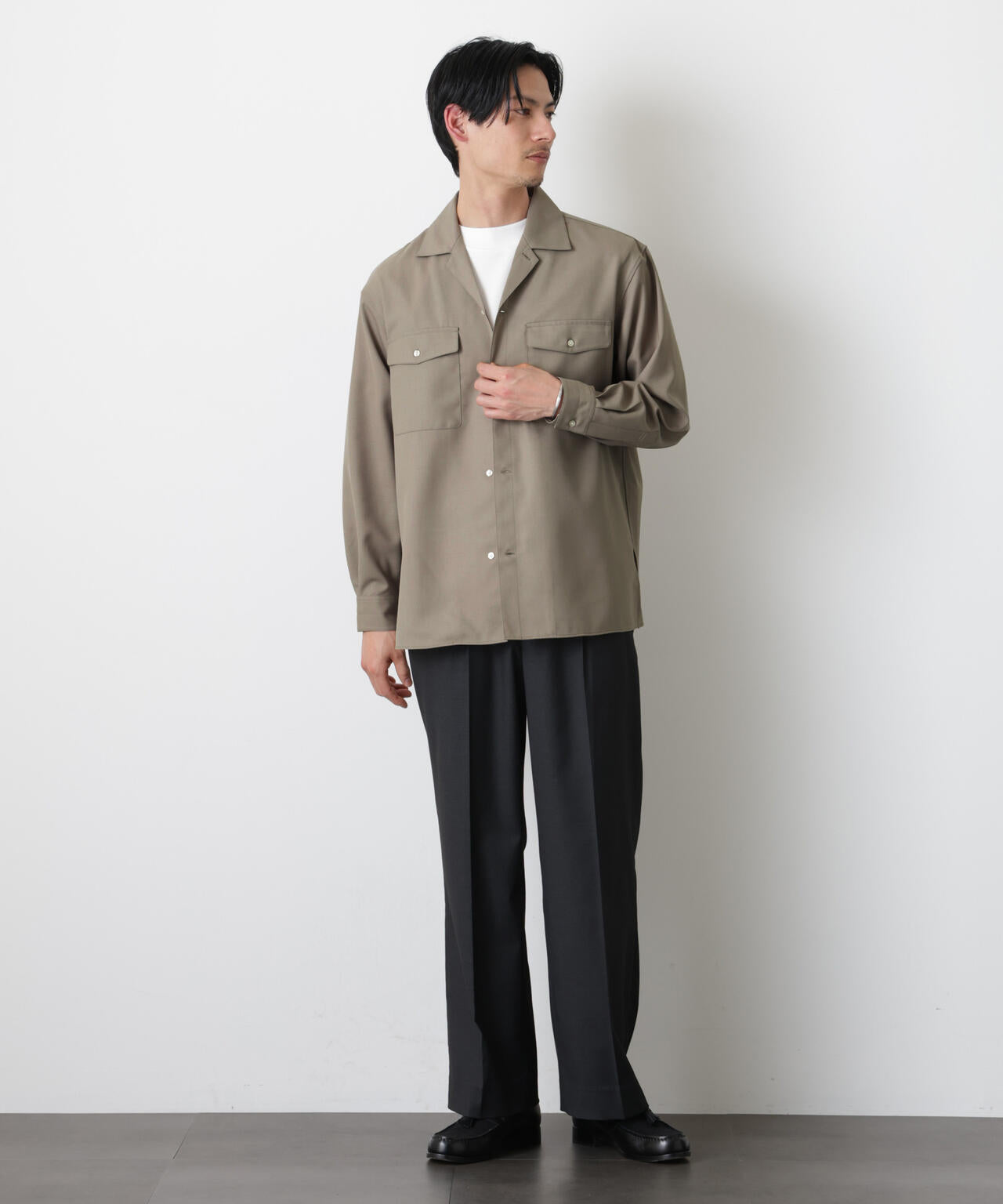 「Gavante」 ドライギャバオープンカラーシャツ